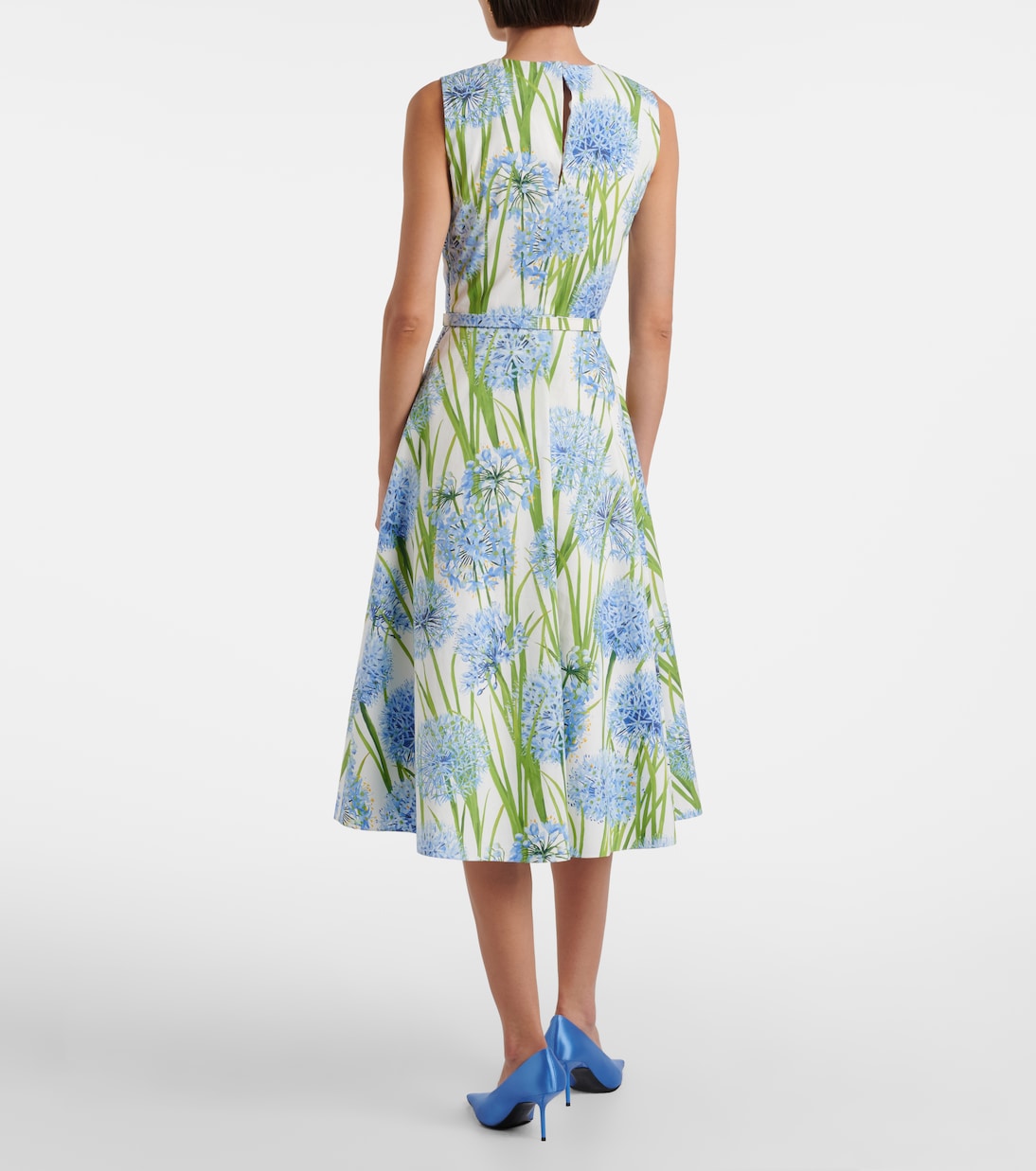 Vestido midi de popelín en mezcla de algodón | Oscar de la Renta