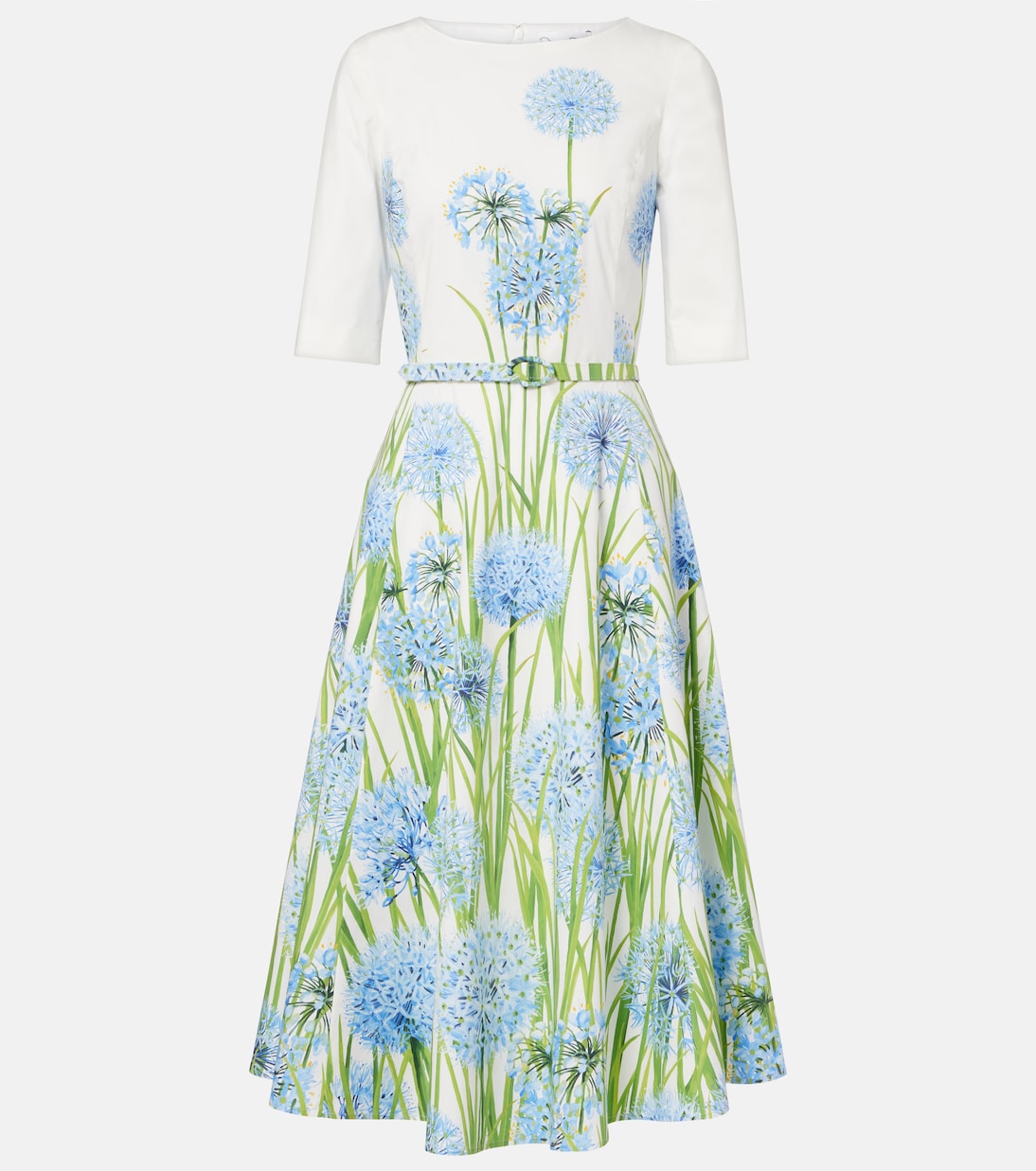 Vestido midi de popelín en mezcla de algodón | Oscar de la Renta