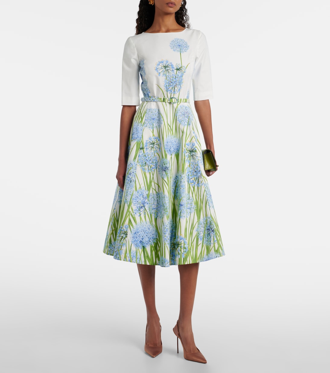 Vestido midi de popelín en mezcla de algodón | Oscar de la Renta