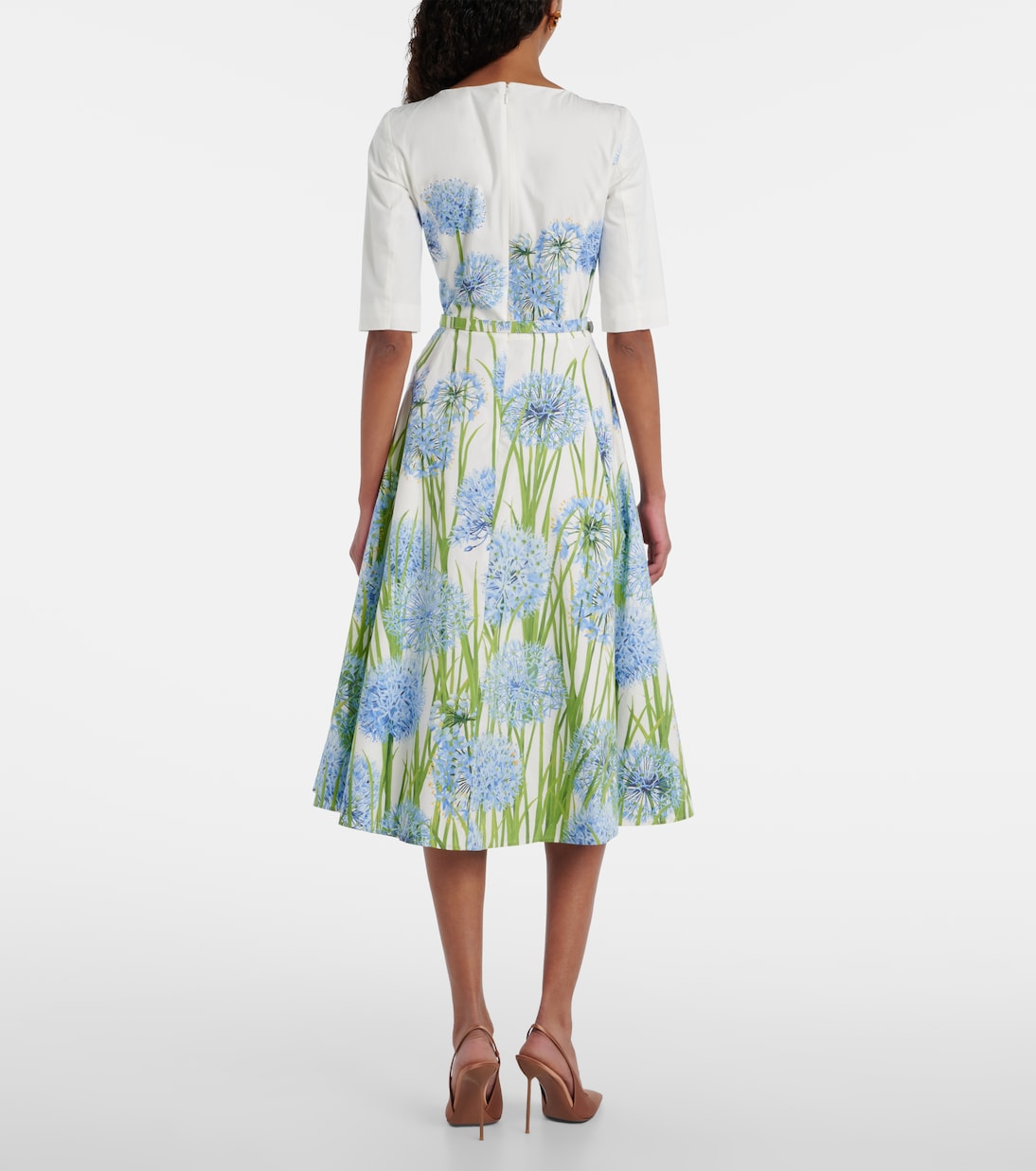 Vestido midi de popelín en mezcla de algodón | Oscar de la Renta