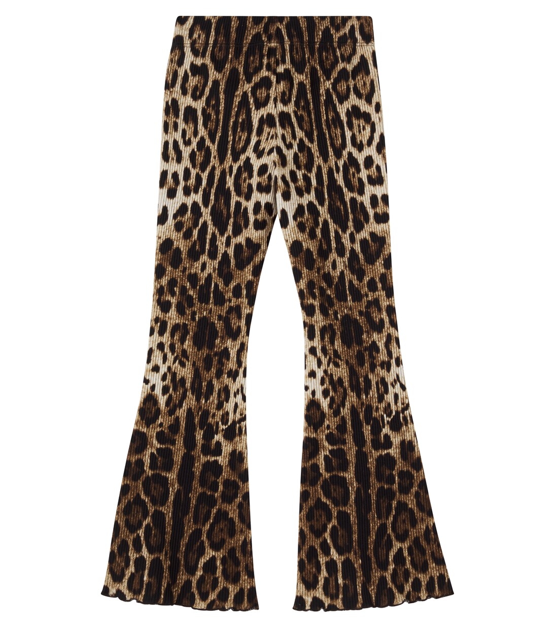 Leopard-print ribbed-knit cotton flared pants | Dolce&Gabbana Kids