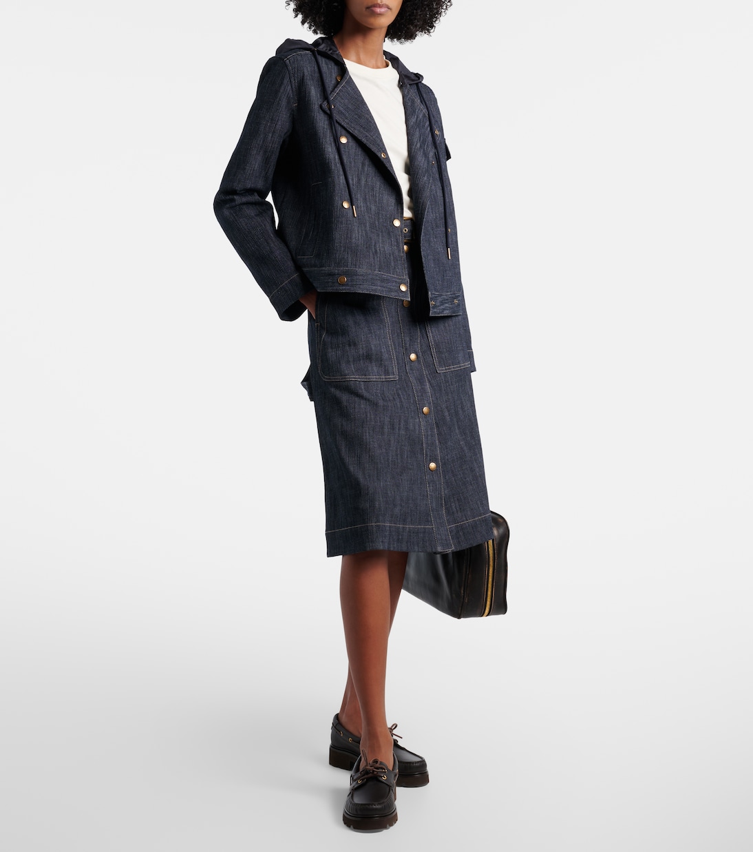 Belted denim midi skirt | Moncler