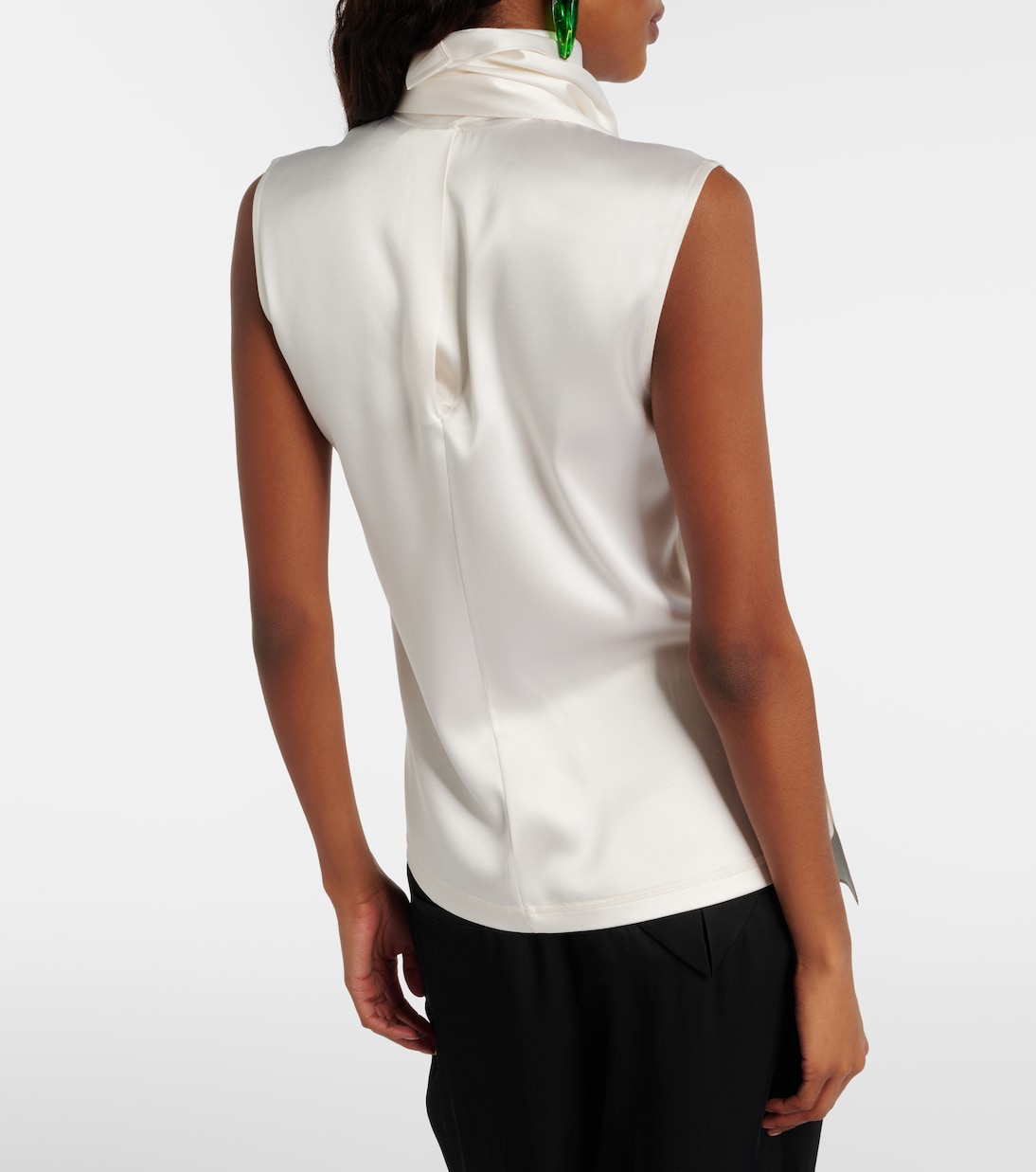 Scarf-detail silk-blend satin top | Bottega Veneta