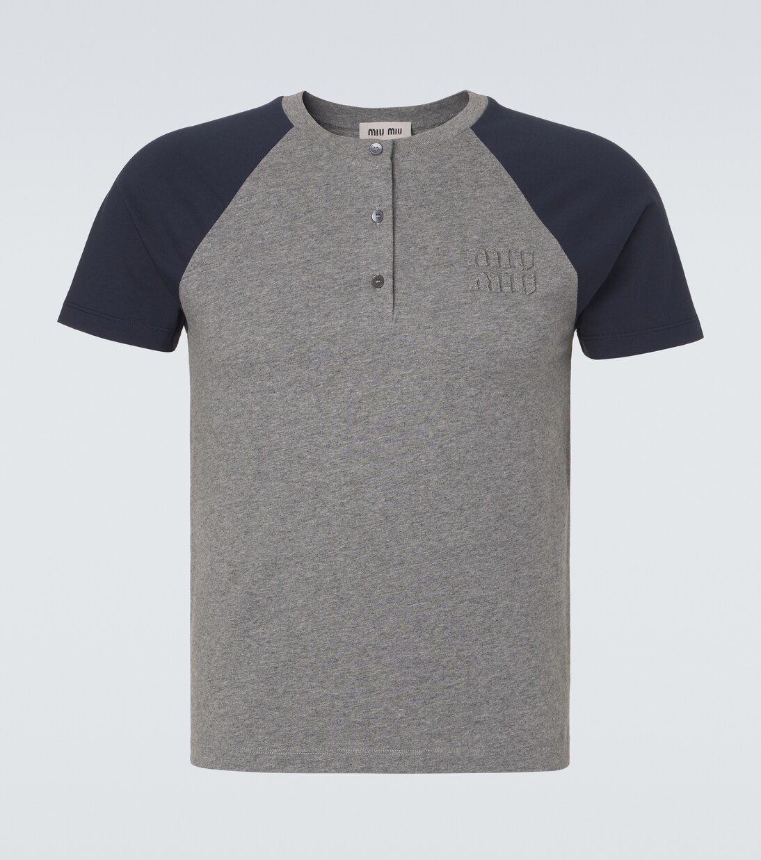 Logo cotton jersey Henley shirt | Miu Miu