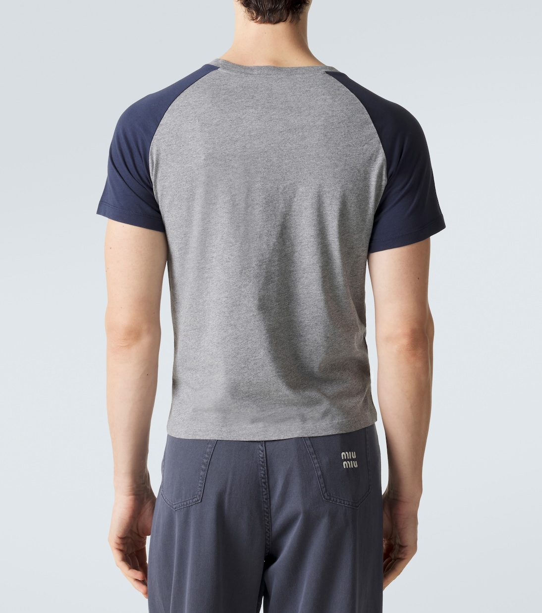 Logo cotton jersey Henley shirt | Miu Miu