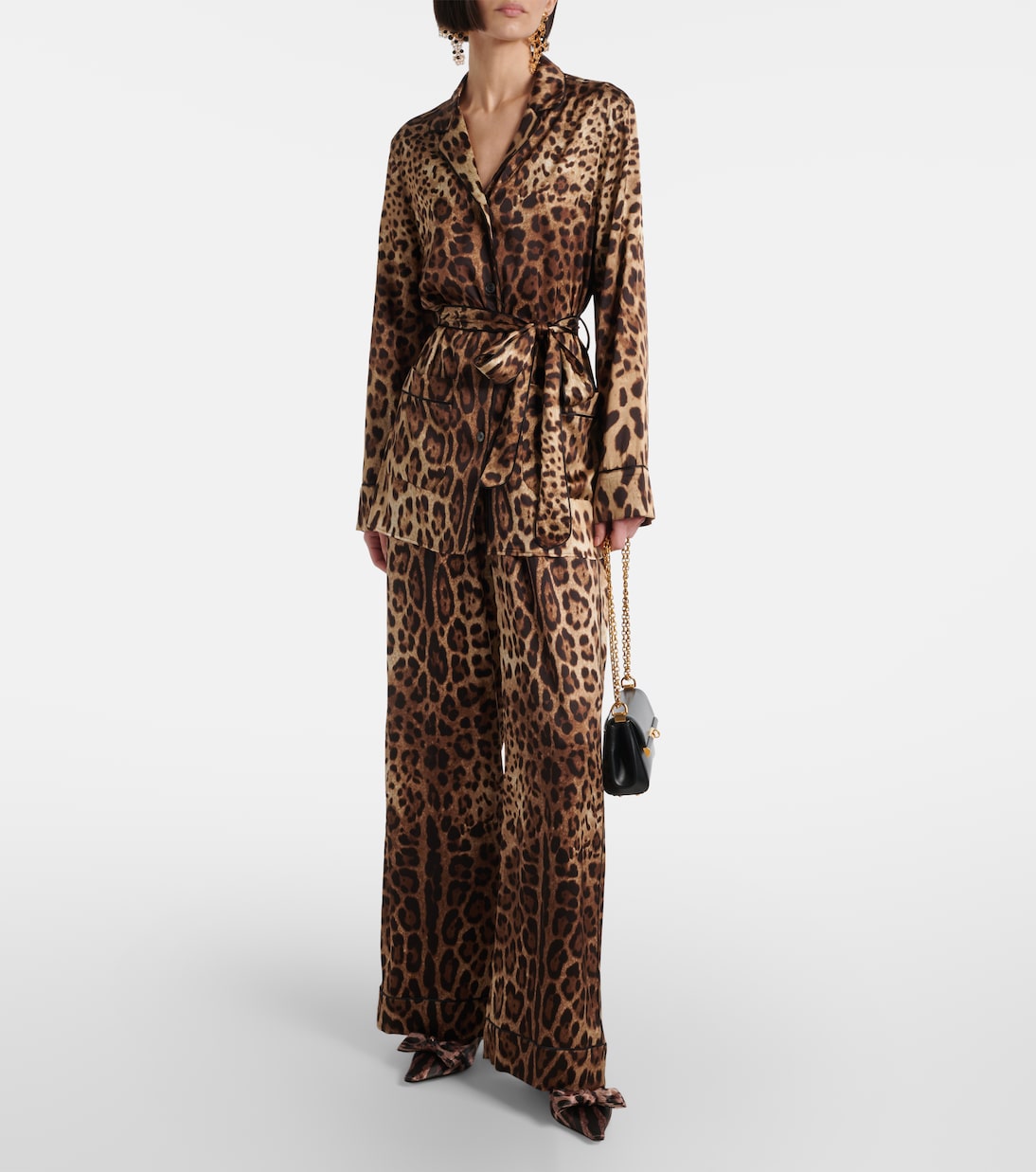 Leopard-print stretch-silk satin top | Dolce&Gabbana
