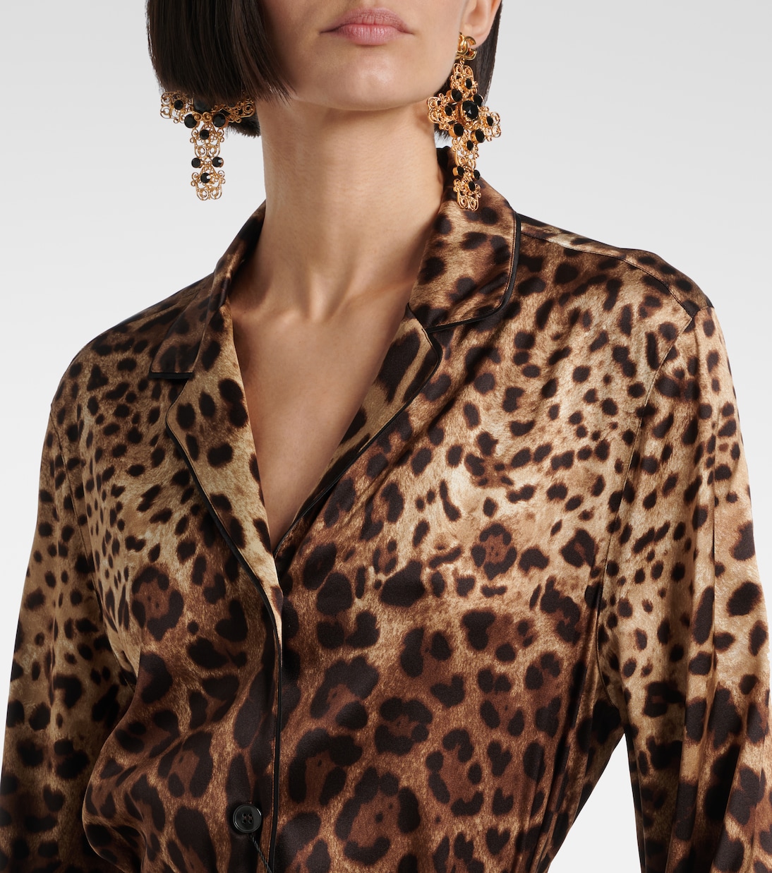Leopard print satin top clearance