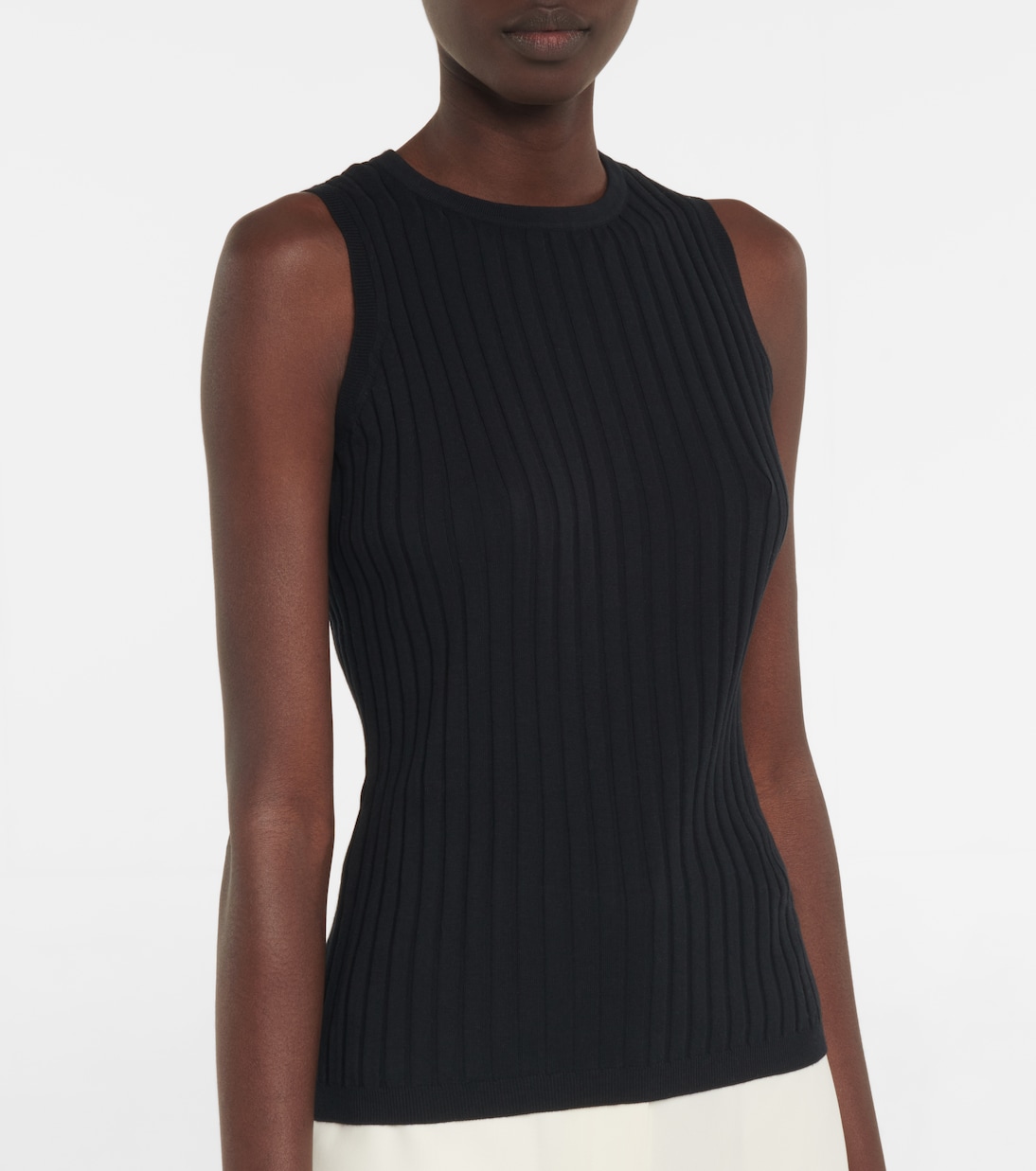 Ribbed-knit cotton and silk tank top | Jardin des Orangers