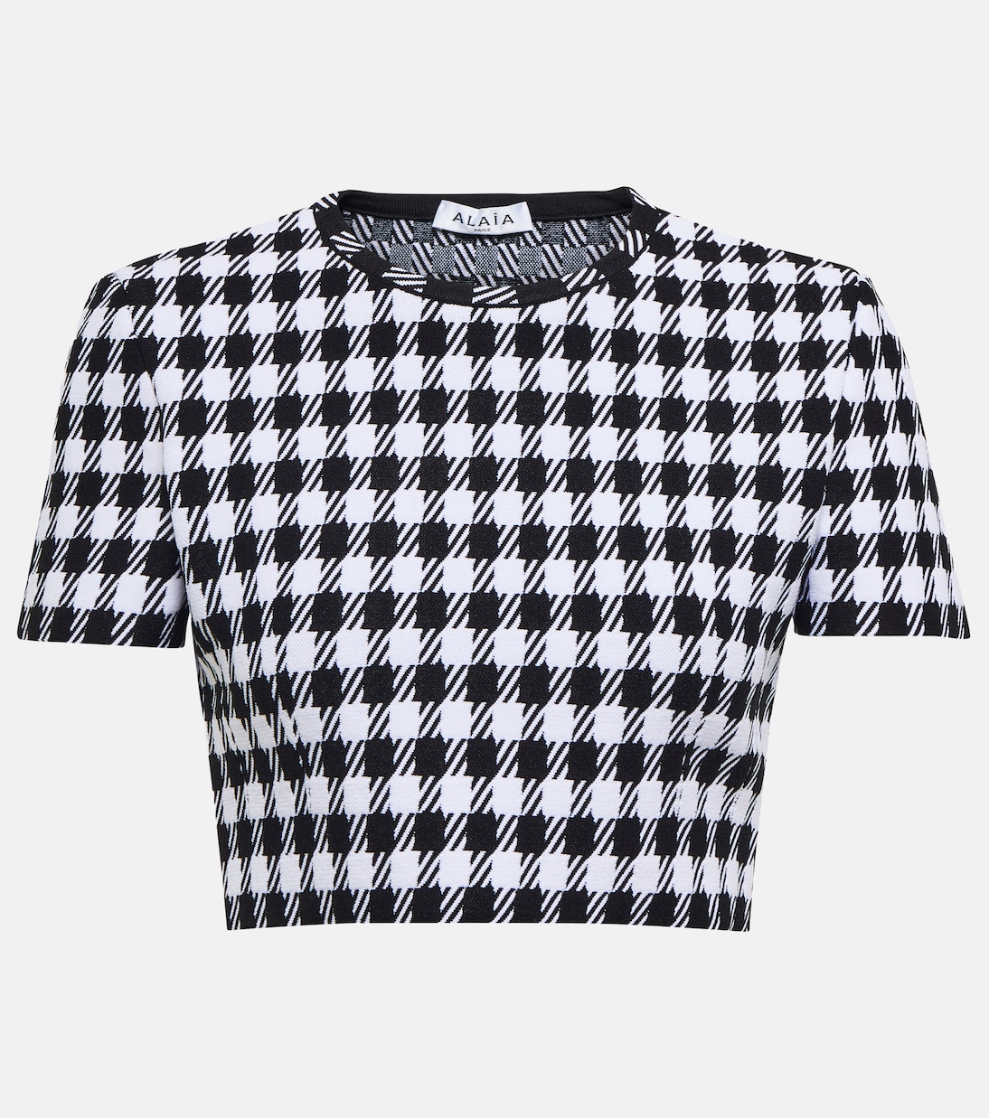 Top Corto in Tweed Houndstooth di Alaïa per Giovani Stilisti