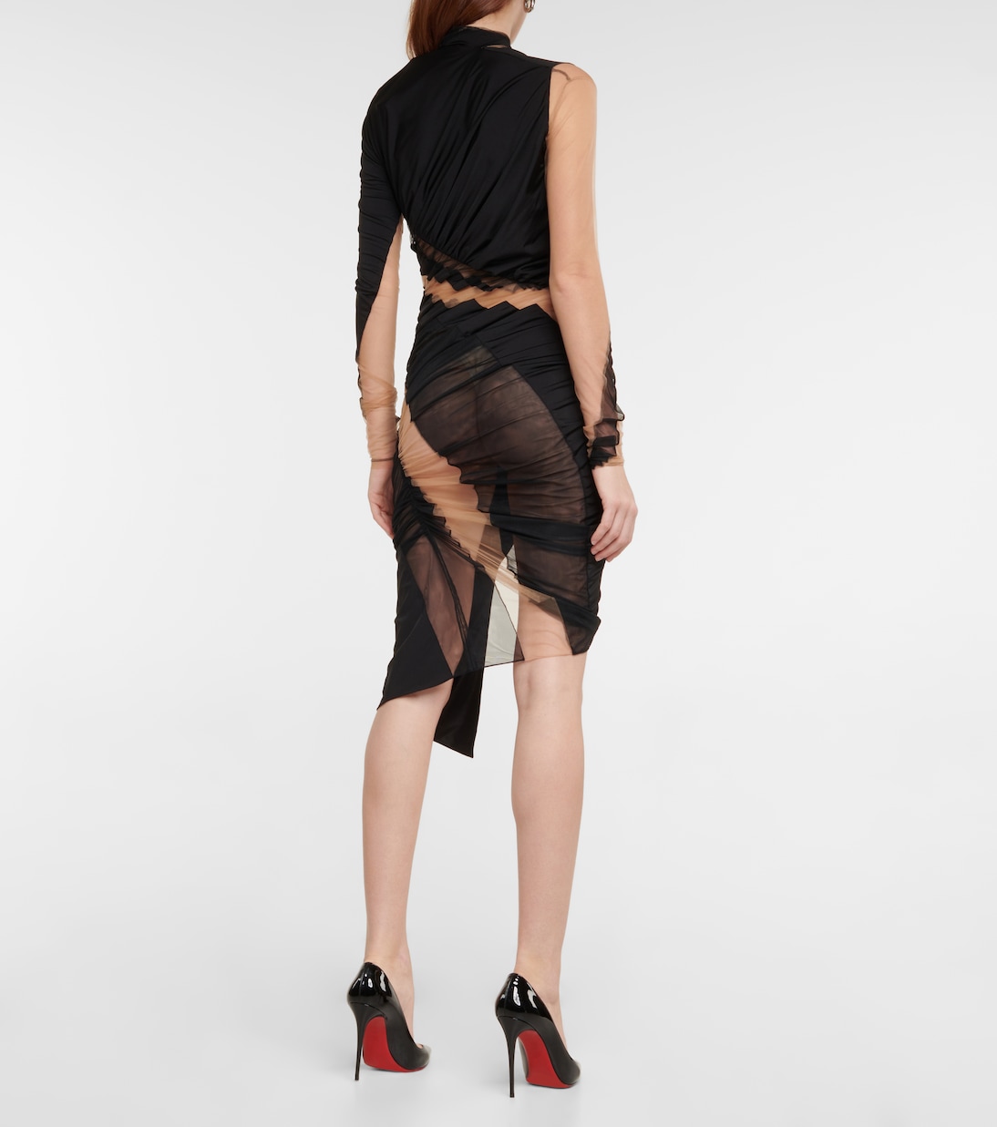 Ruched tulle-paneled minidress | Mugler