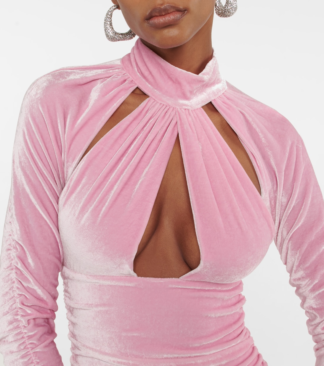 Ruched mockneck velvet minidress | Blumarine