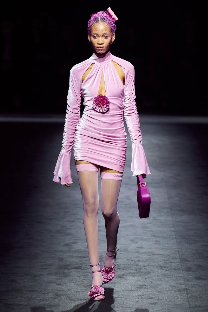 Ruched mockneck velvet minidress | Blumarine