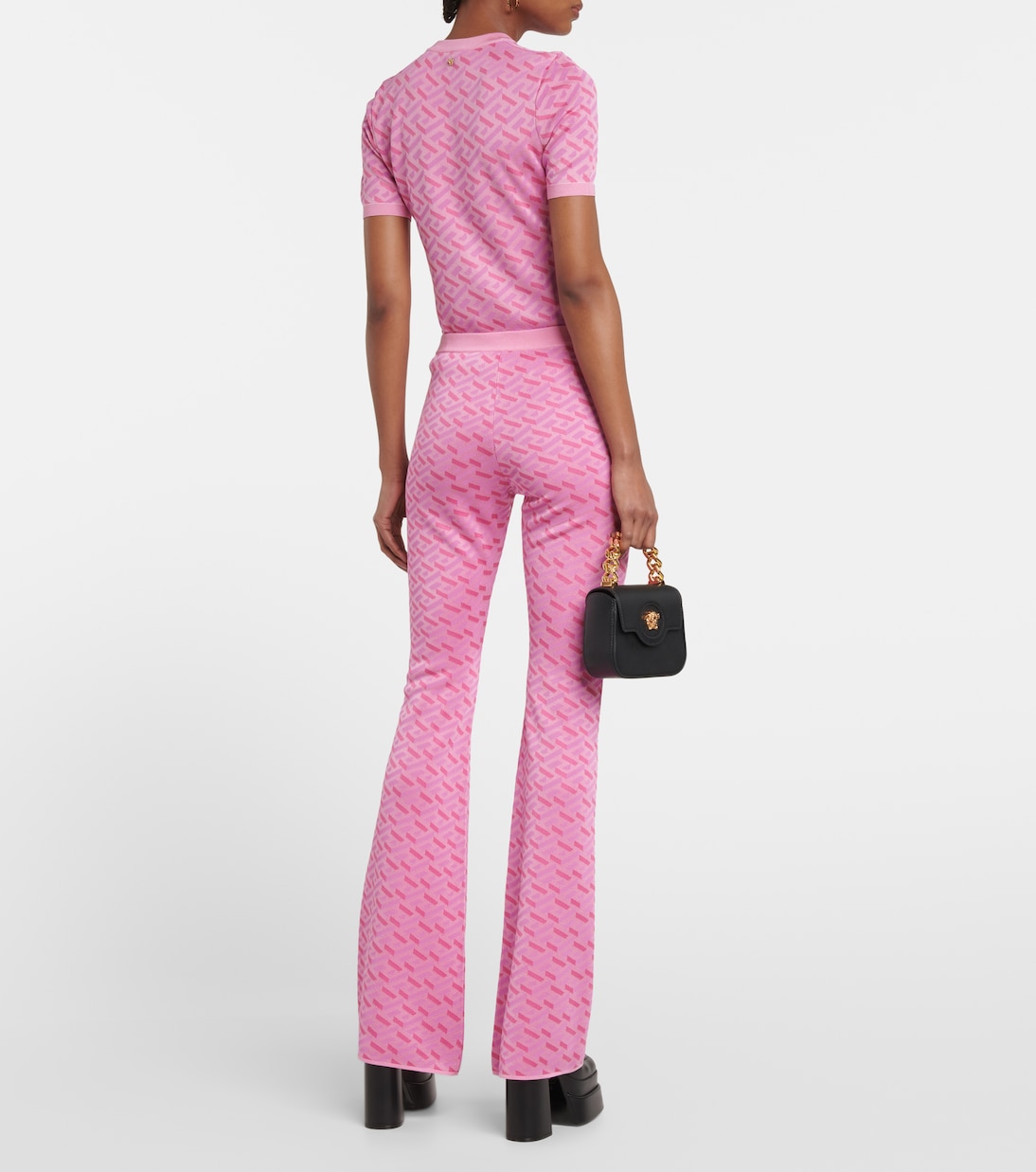 La Greca jacquard silk-blend flared pants | Versace