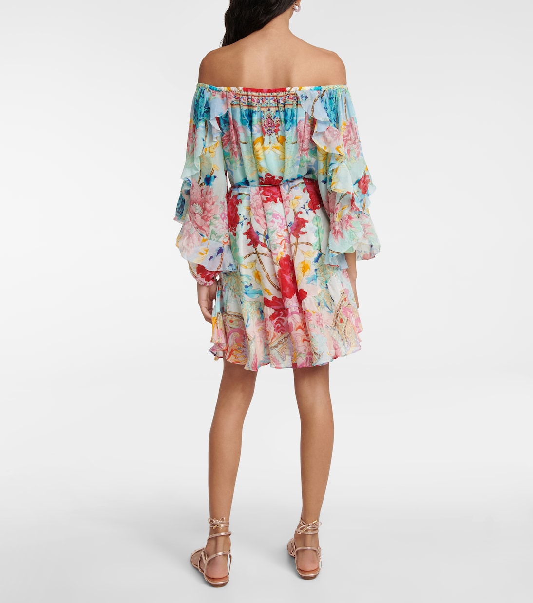 Robe en soie à encolure bardot | Camilla