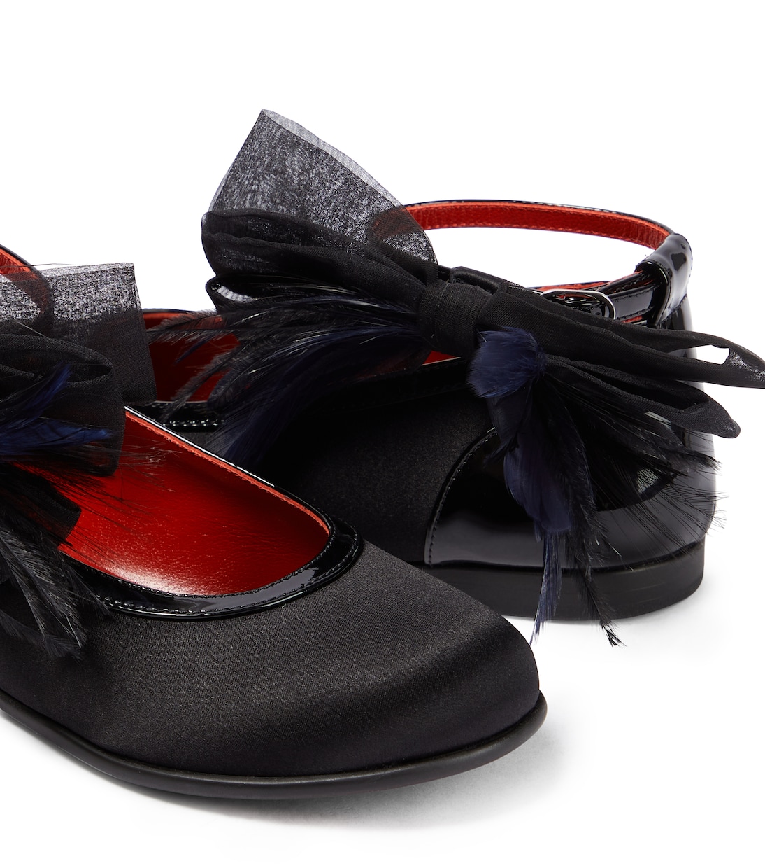 Ballerine Anemonina in raso con piume | Christian Louboutin Kids