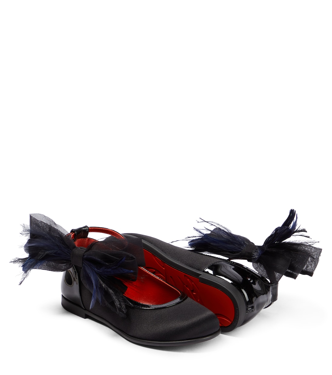 Ballerine Anemonina in raso con piume | Christian Louboutin Kids