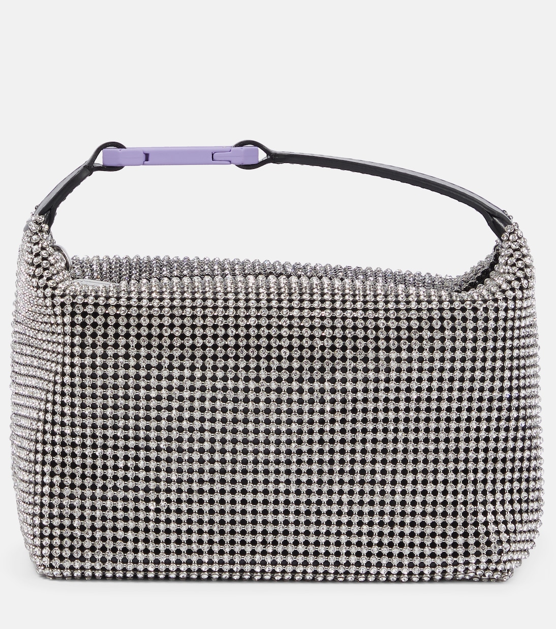 Moonbag embellished mesh shoulder bag in silver - Eera
