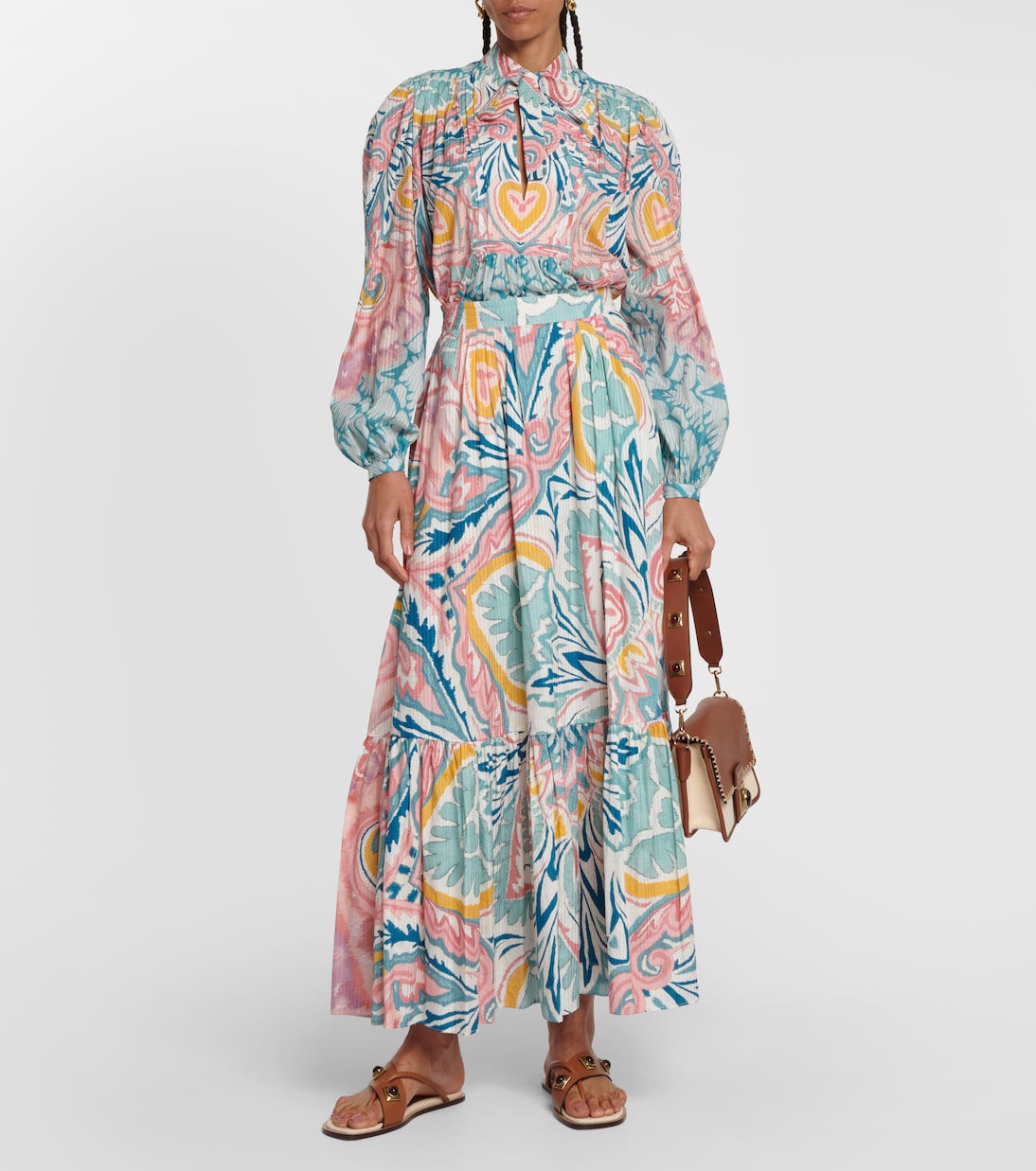 Blusa in georgette con stampa e fiocco | Etro