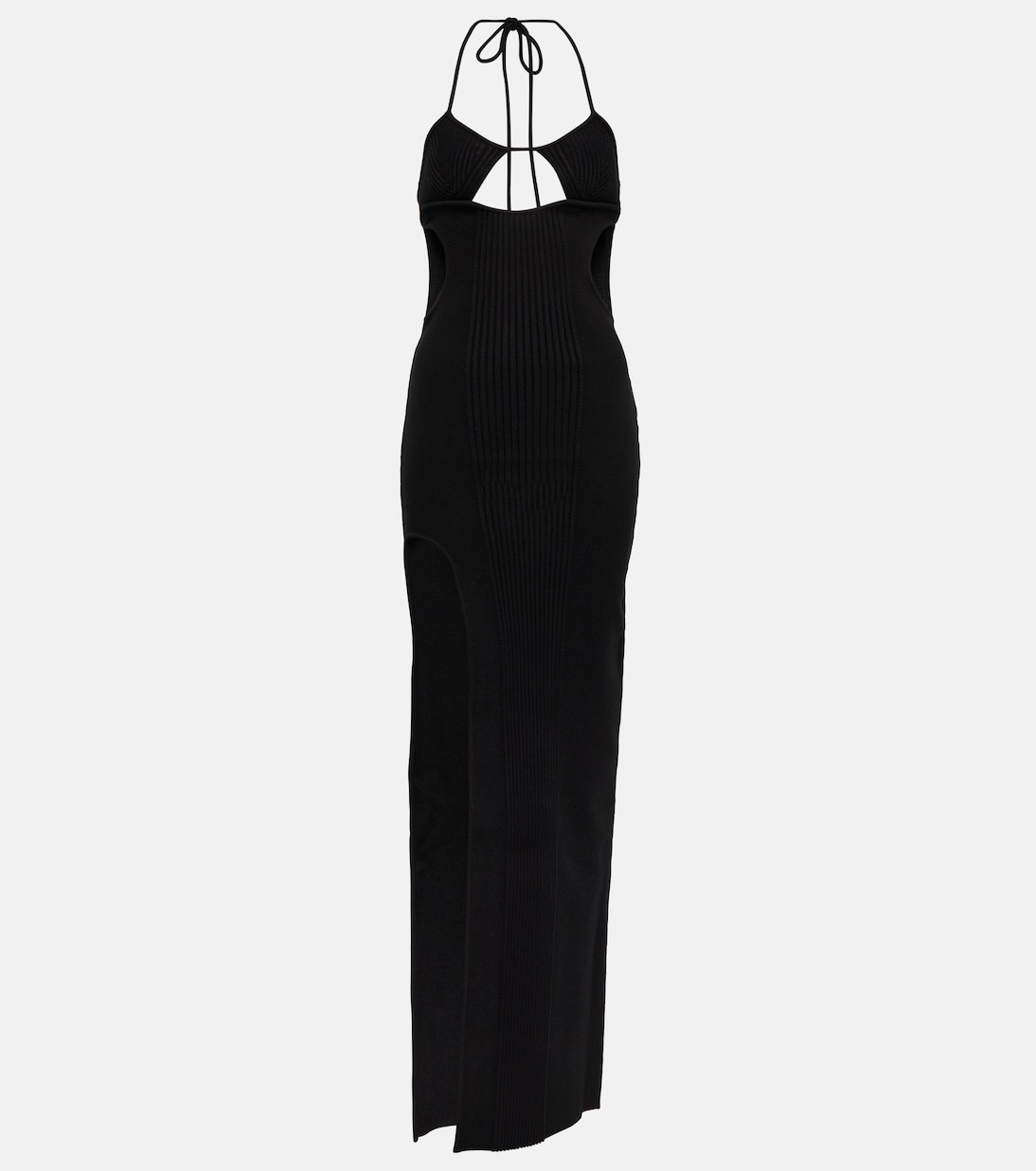 Cutout ribbed-knit gown | Off-White