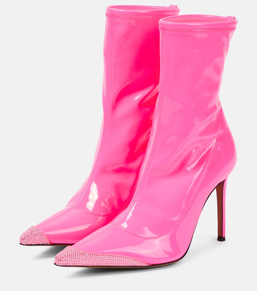 Crystal-embellished faux leather ankle boots | Alexandre Vauthier