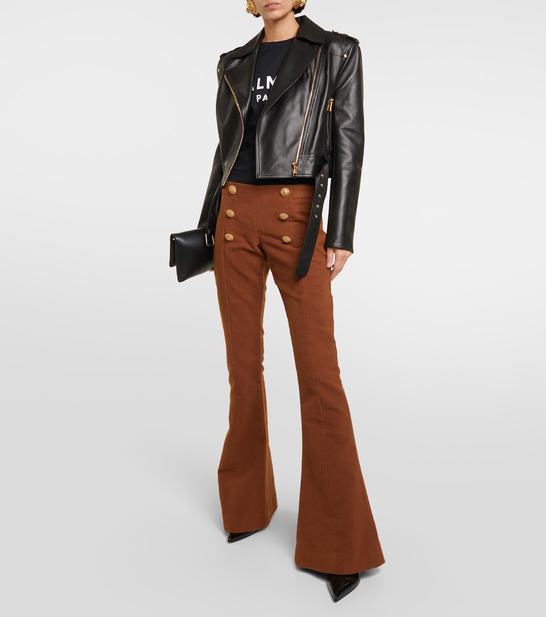 Pantaloni flared in cotone a vita bassa | Balmain