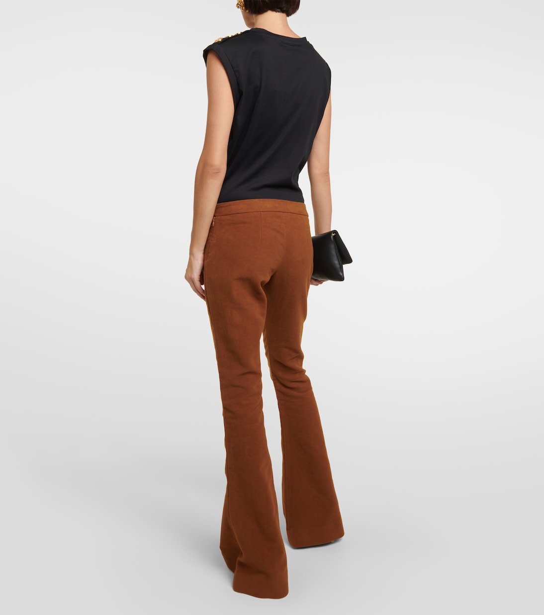 Pantaloni flared in cotone a vita bassa | Balmain