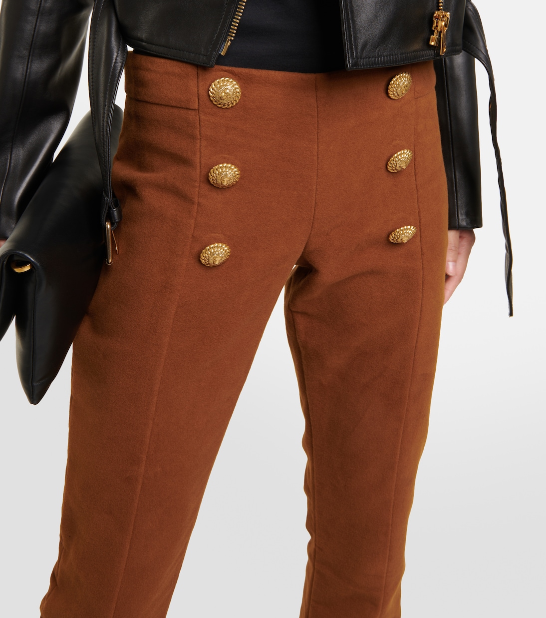 Pantaloni flared in cotone a vita bassa | Balmain