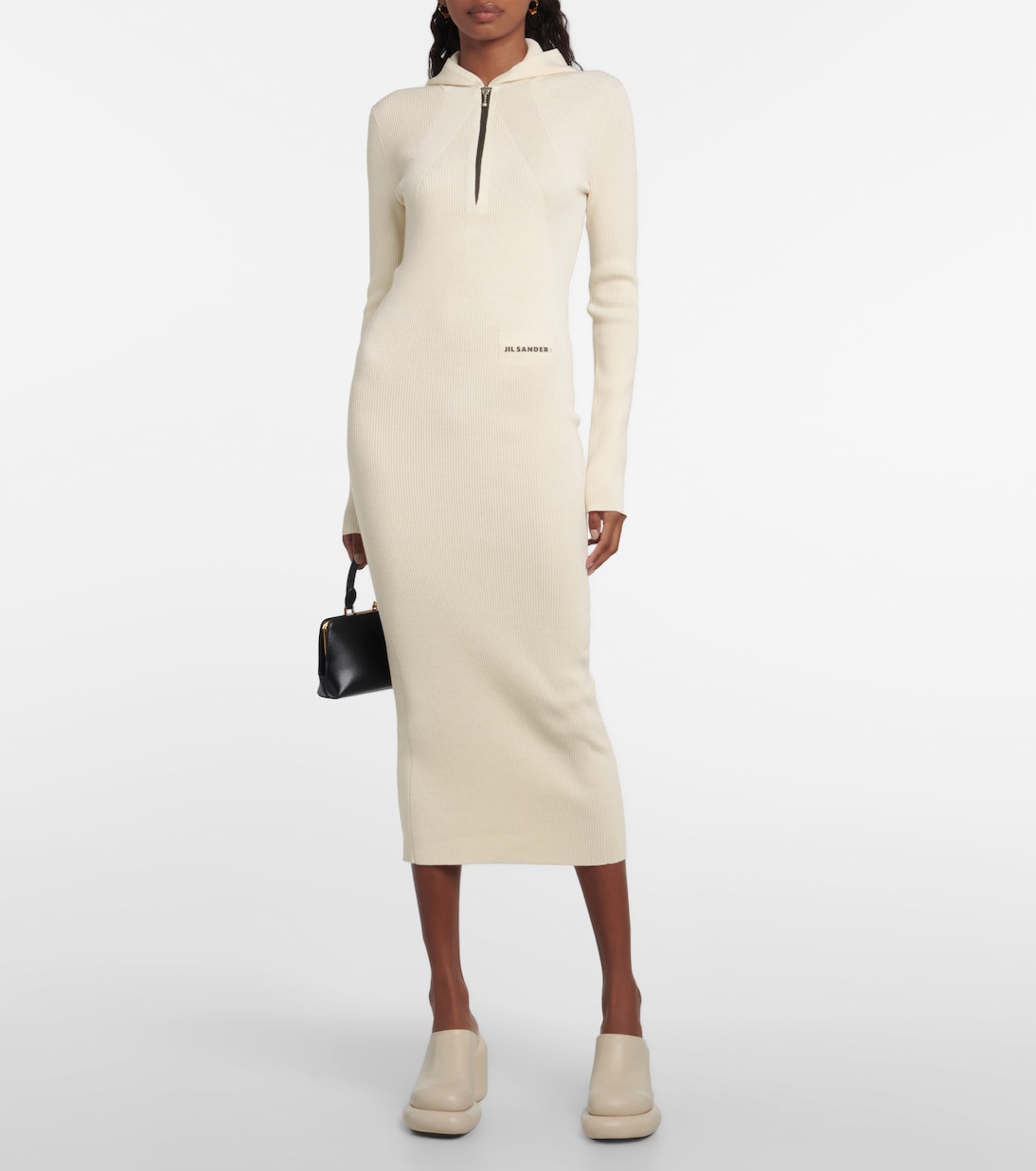 Vestido midi en mezcla de lana | Jil Sander