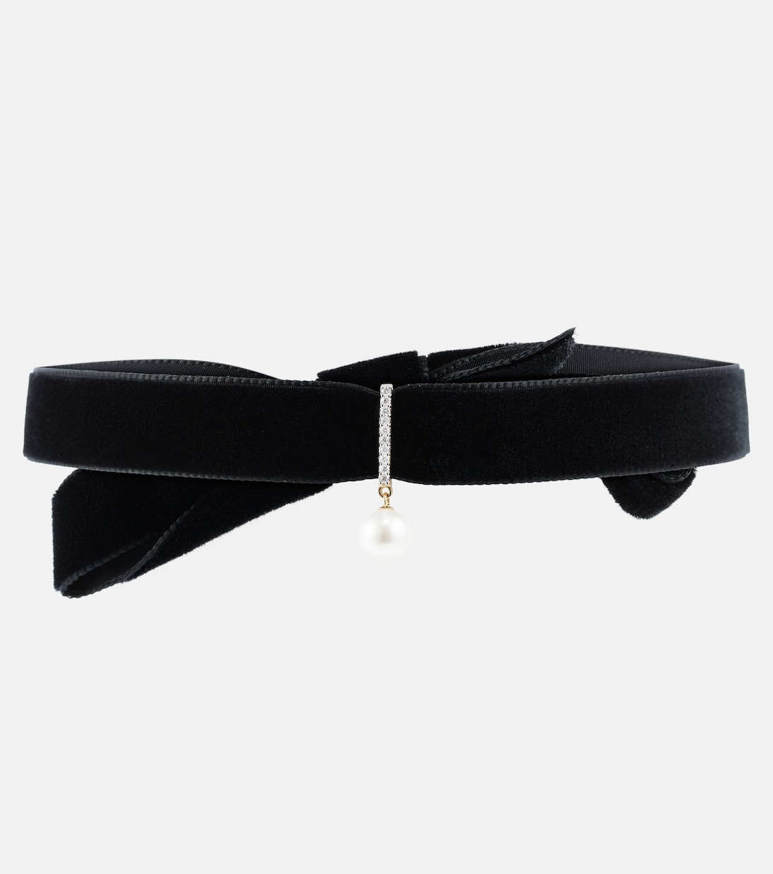 Choker aus Samt mit Diamanten und Perle | Mateo