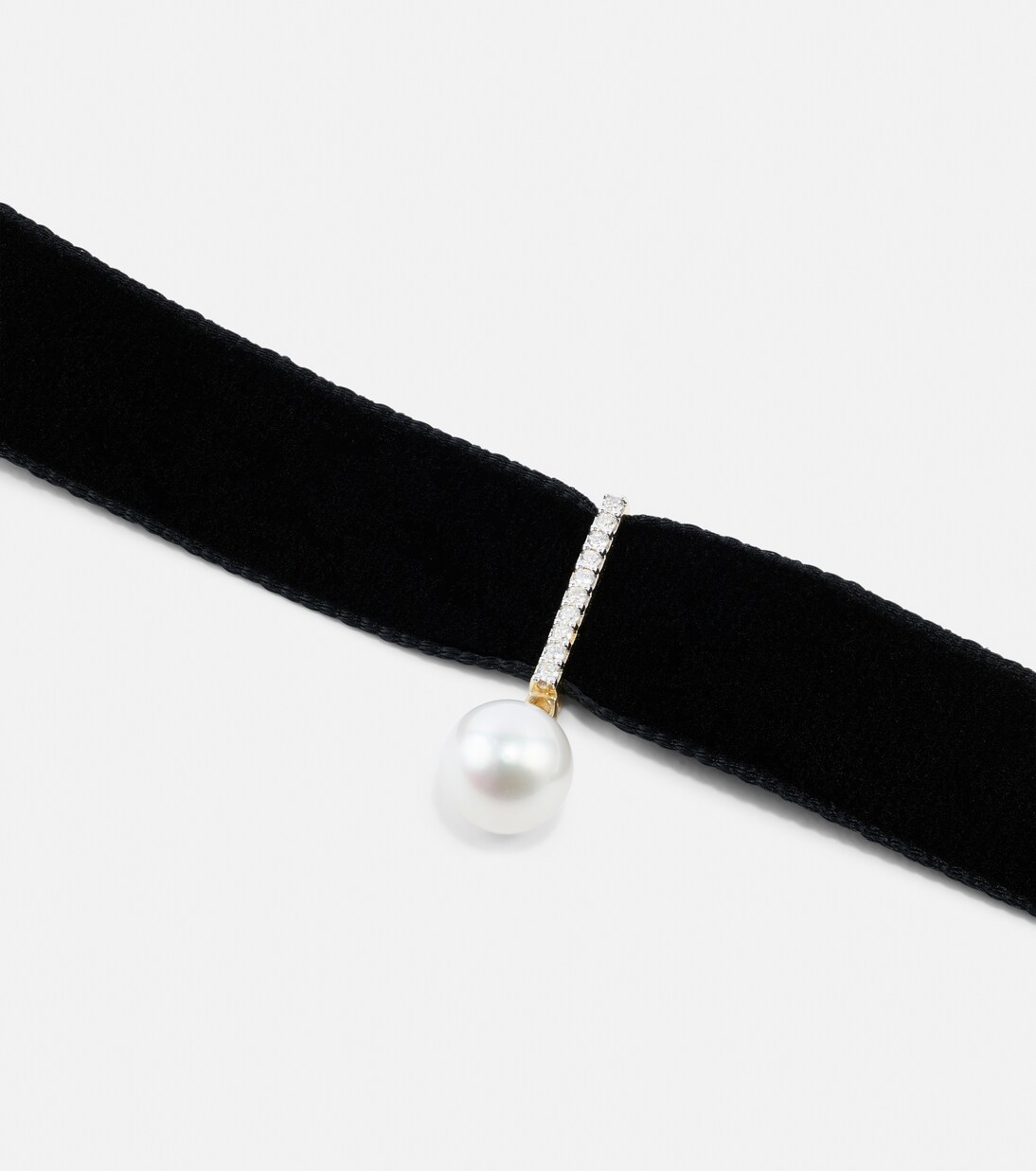 Choker aus Samt mit Diamanten und Perle | Mateo