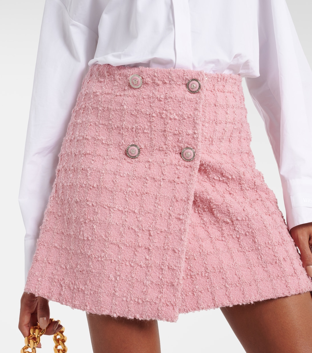 Minifalda de bouclé de mezcla de lana | Versace