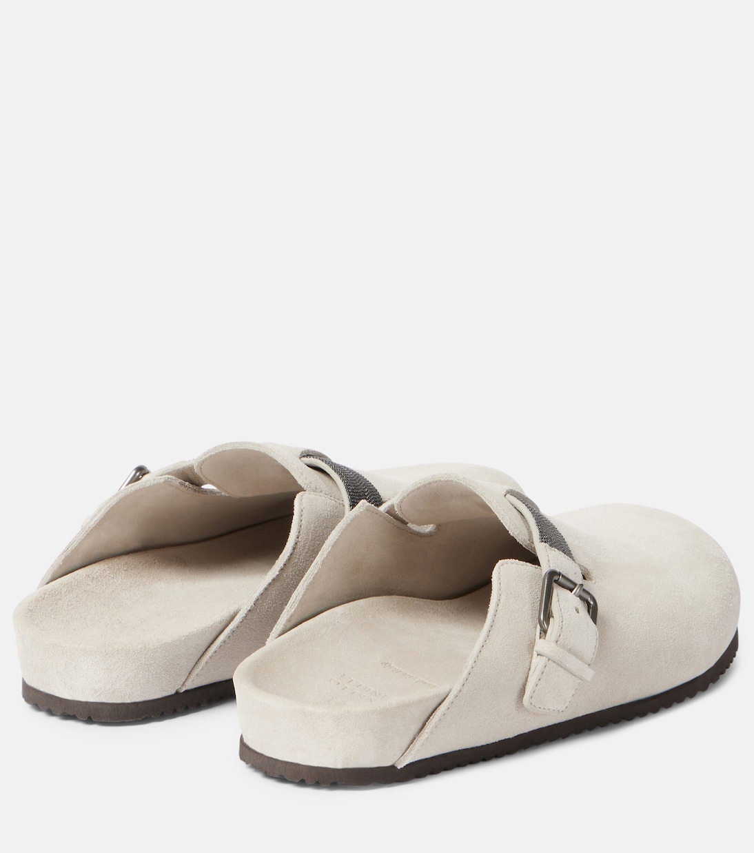 Mules in suede con monili | Brunello Cucinelli