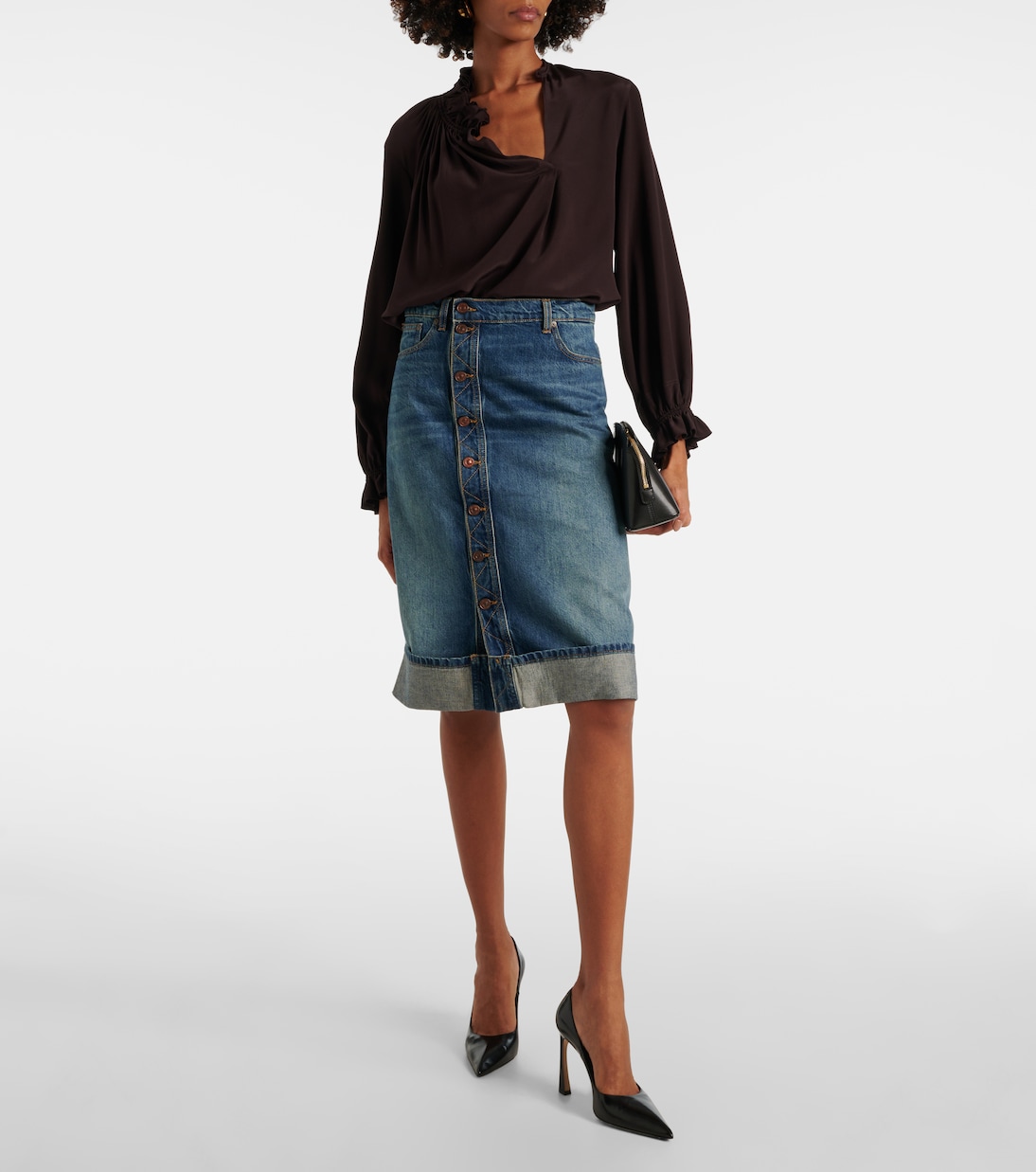 Denim midi skirt | Victoria Beckham
