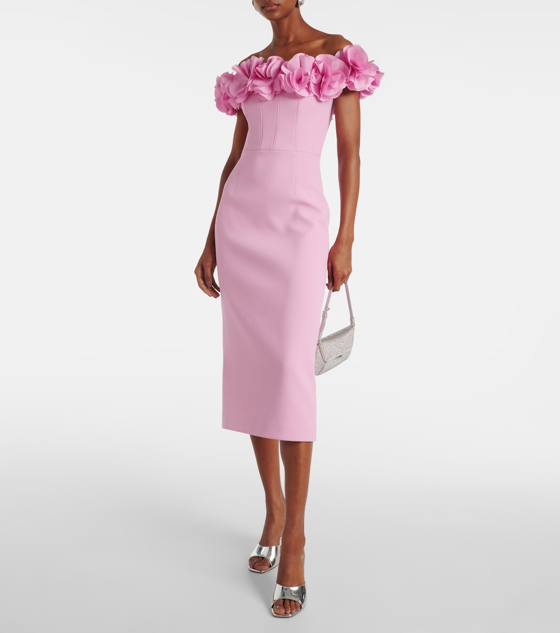 Odetta floral-appliqué midi dress | Rebecca Vallance