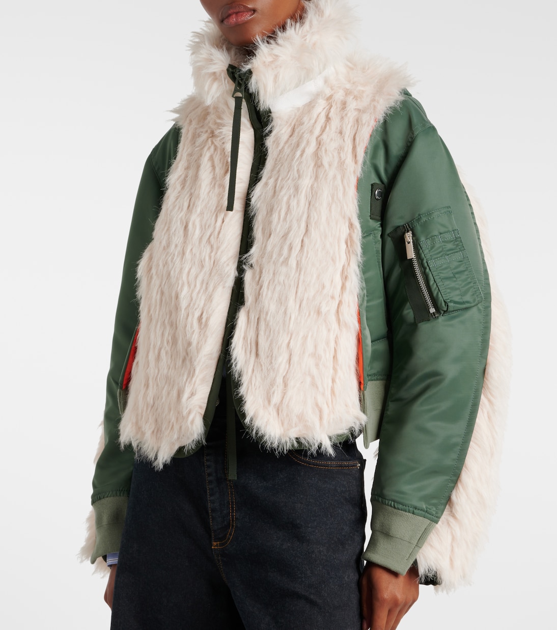 Chaqueta técnica con pelo sintético | Sacai