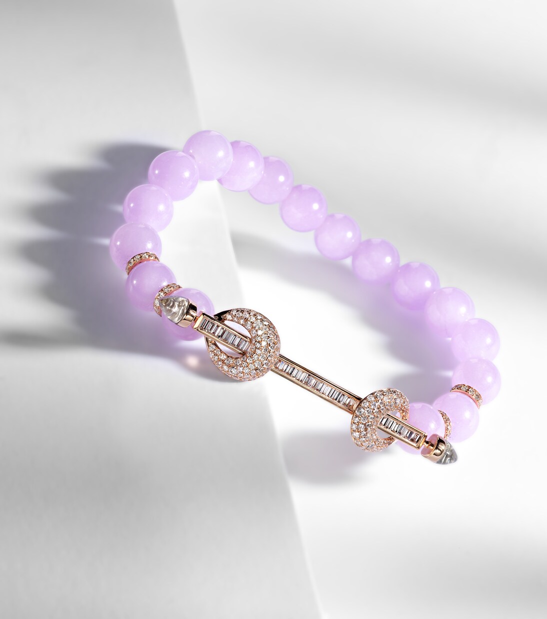 Bracciale in oro rosa 18kt ANANYA Chakra con diamanti e quarzo per stile giovane e raffinato