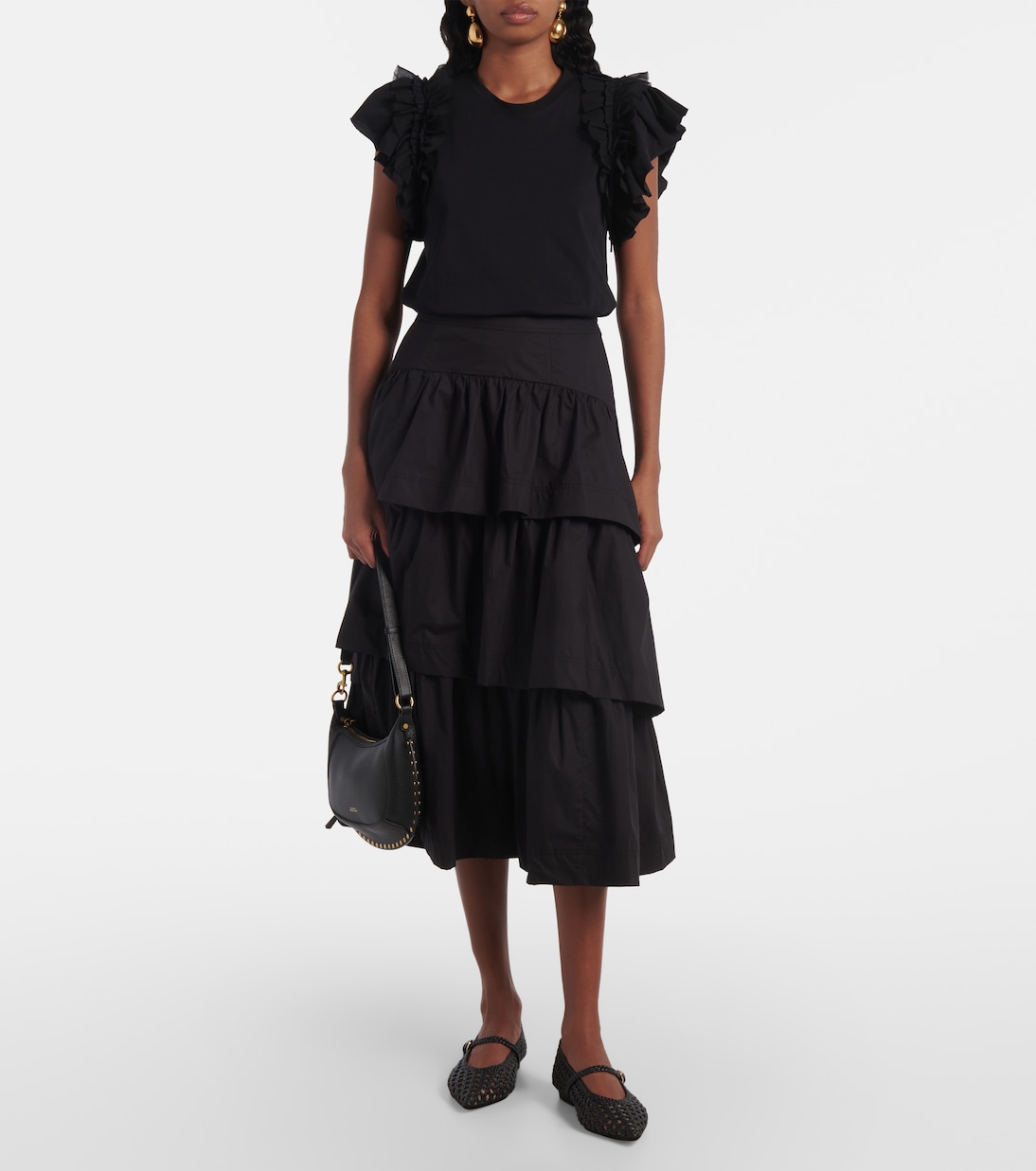 Gonna midi Winnie in cotone a balze | Ulla Johnson