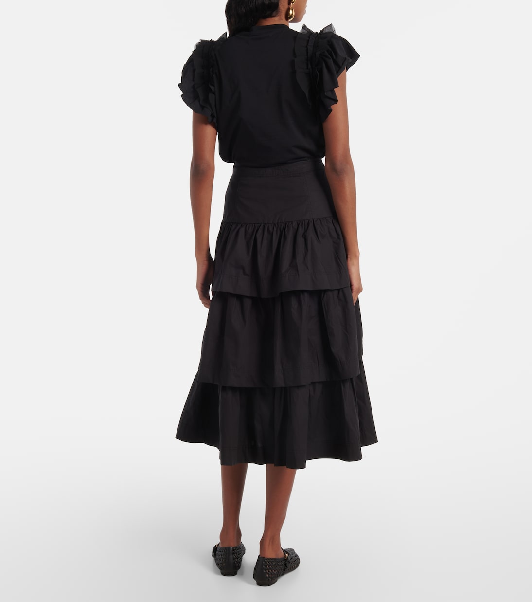Gonna midi Winnie in cotone a balze | Ulla Johnson