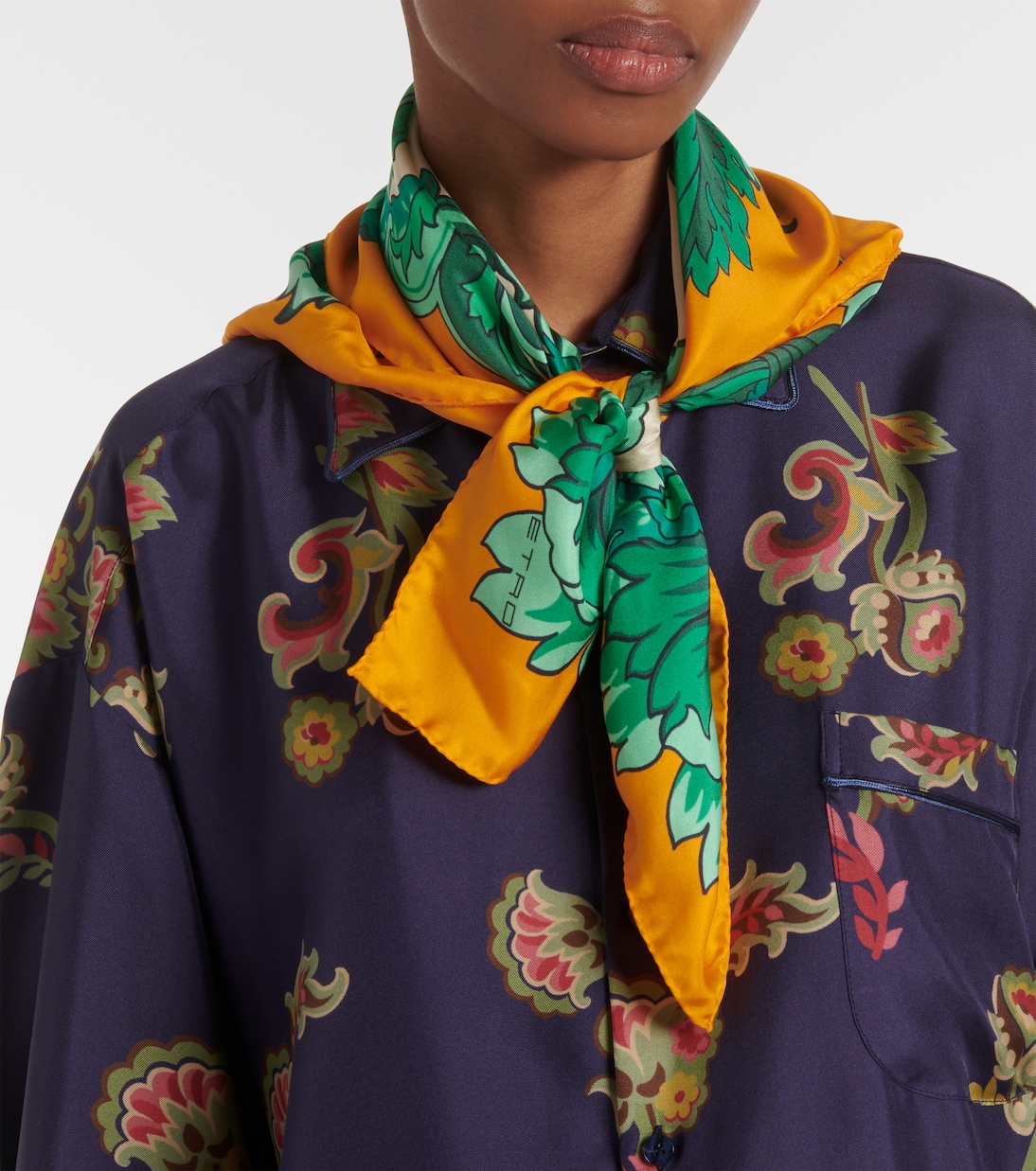 Foulard in seta con stampa floreale | Etro