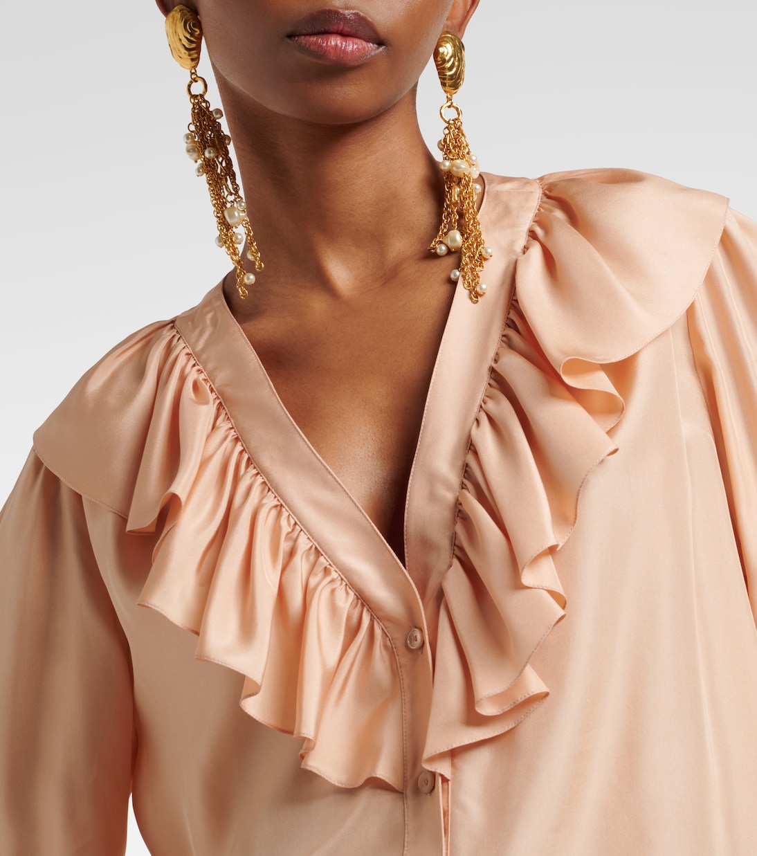 Blusa in seta habotai con volant | Chloé