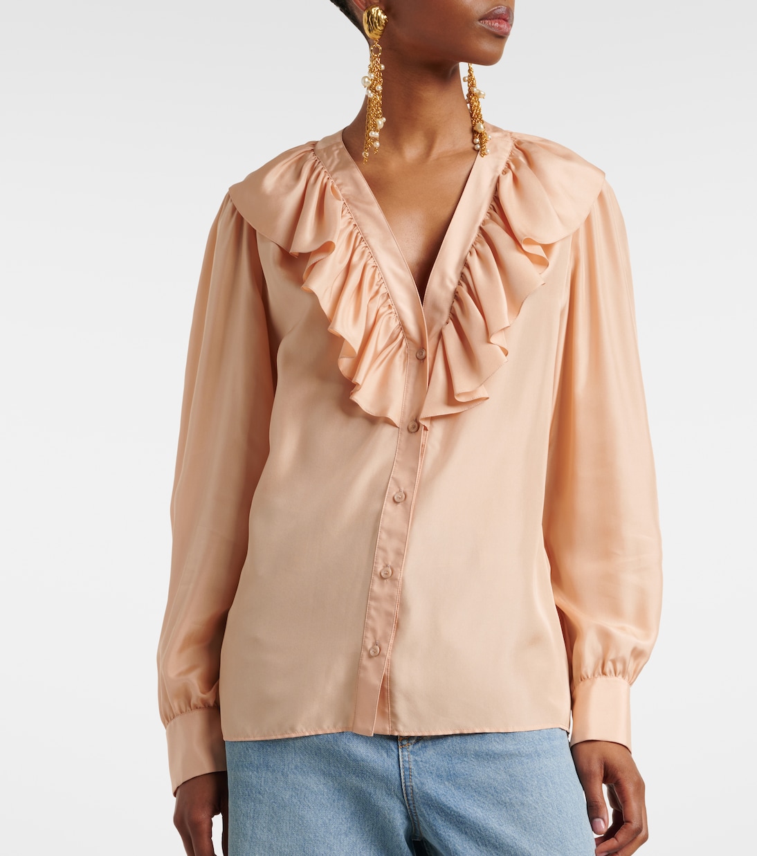 Blusa in seta habotai con volant | Chloé