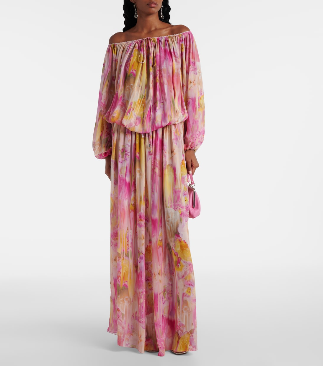 Abito lungo in georgette con stampa | Blumarine