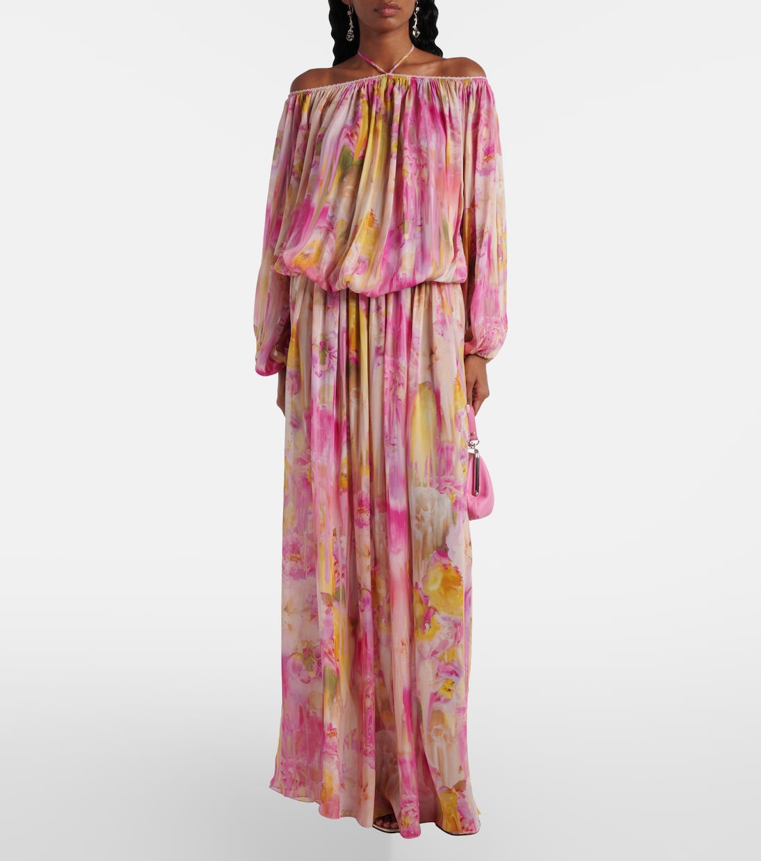 Abito lungo in georgette con stampa | Blumarine
