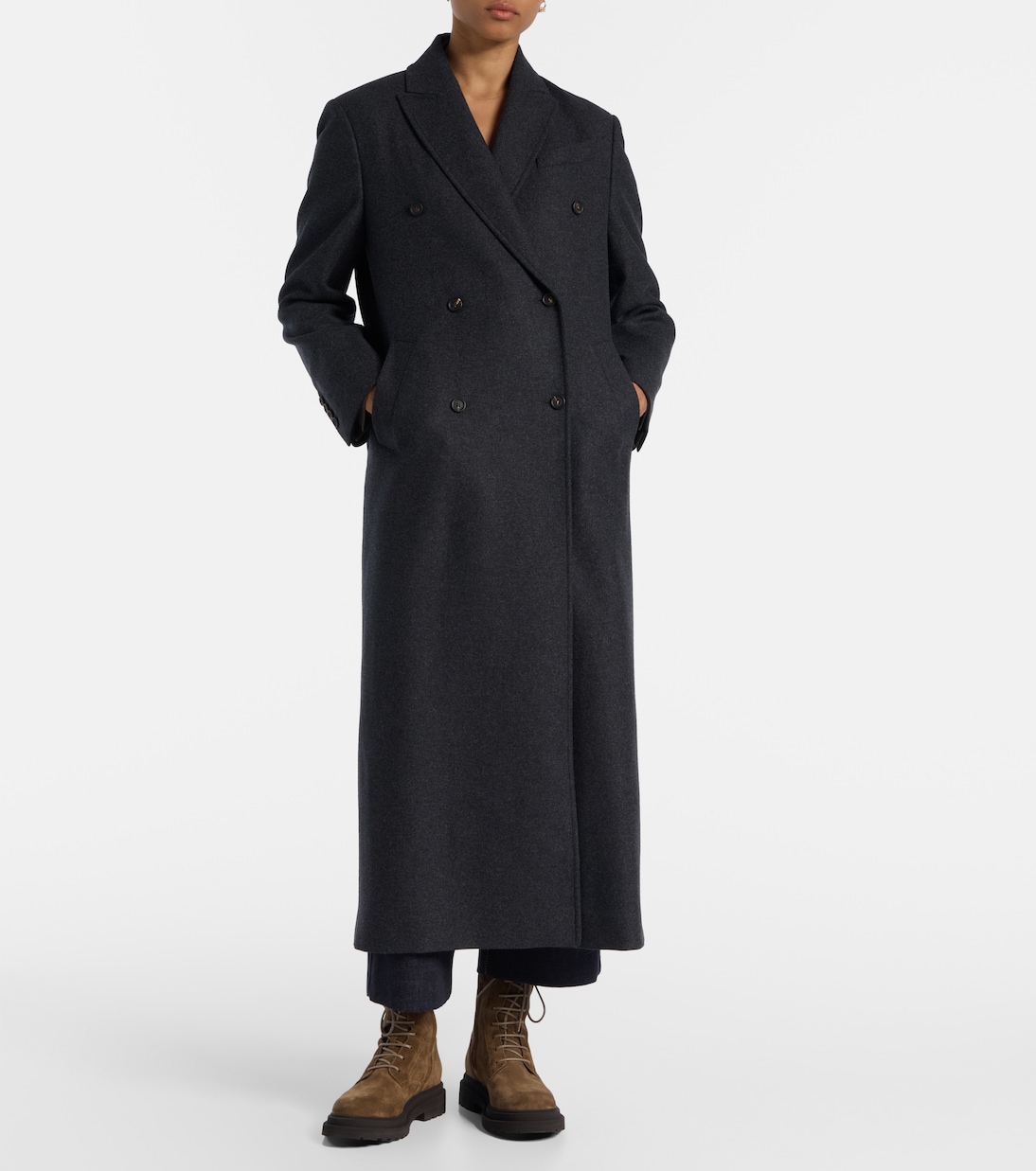 Double-breasted wool coat | Brunello Cucinelli