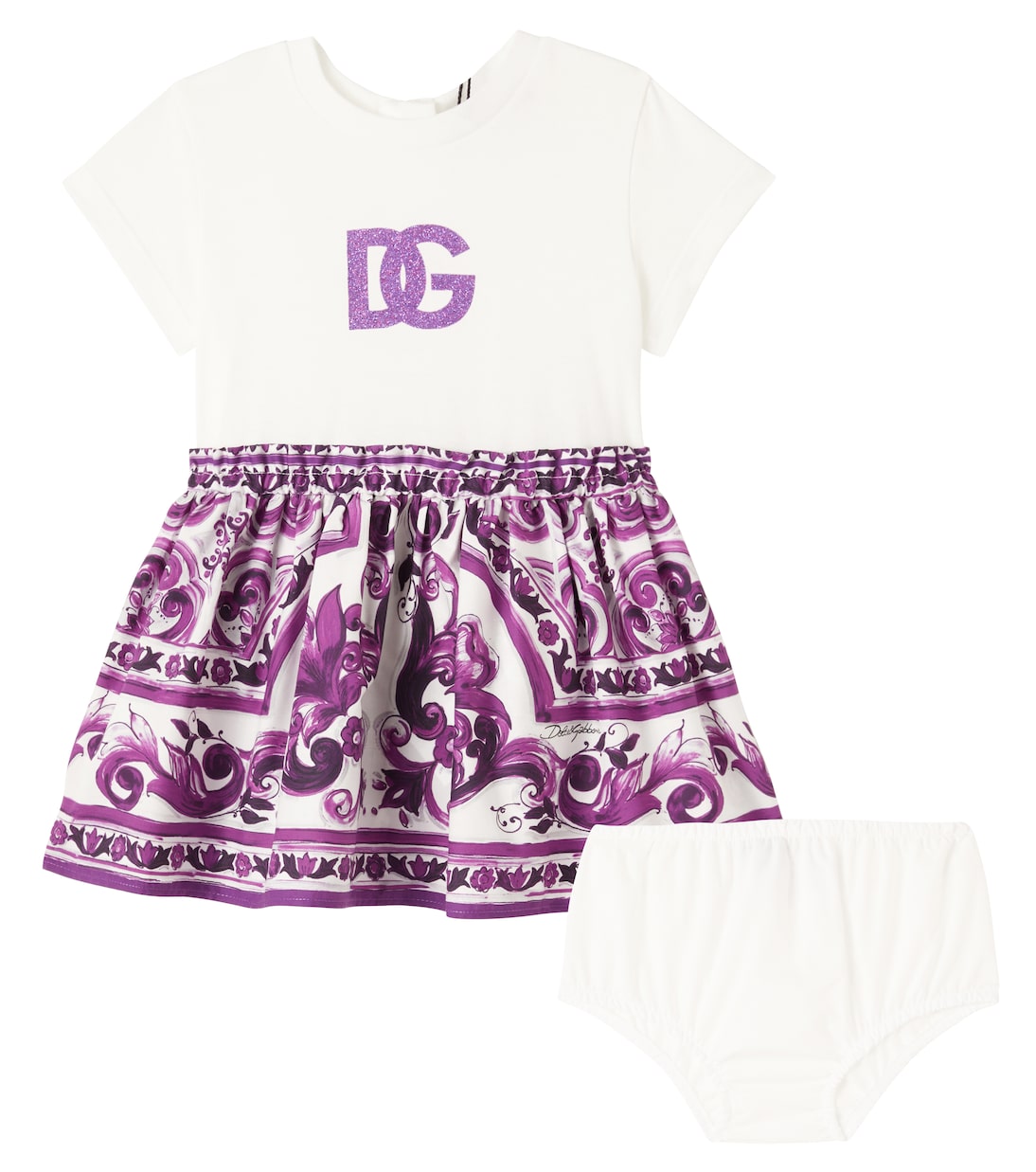 Baby Set Majolica aus Kleid und Höschen | Dolce&Gabbana Kids