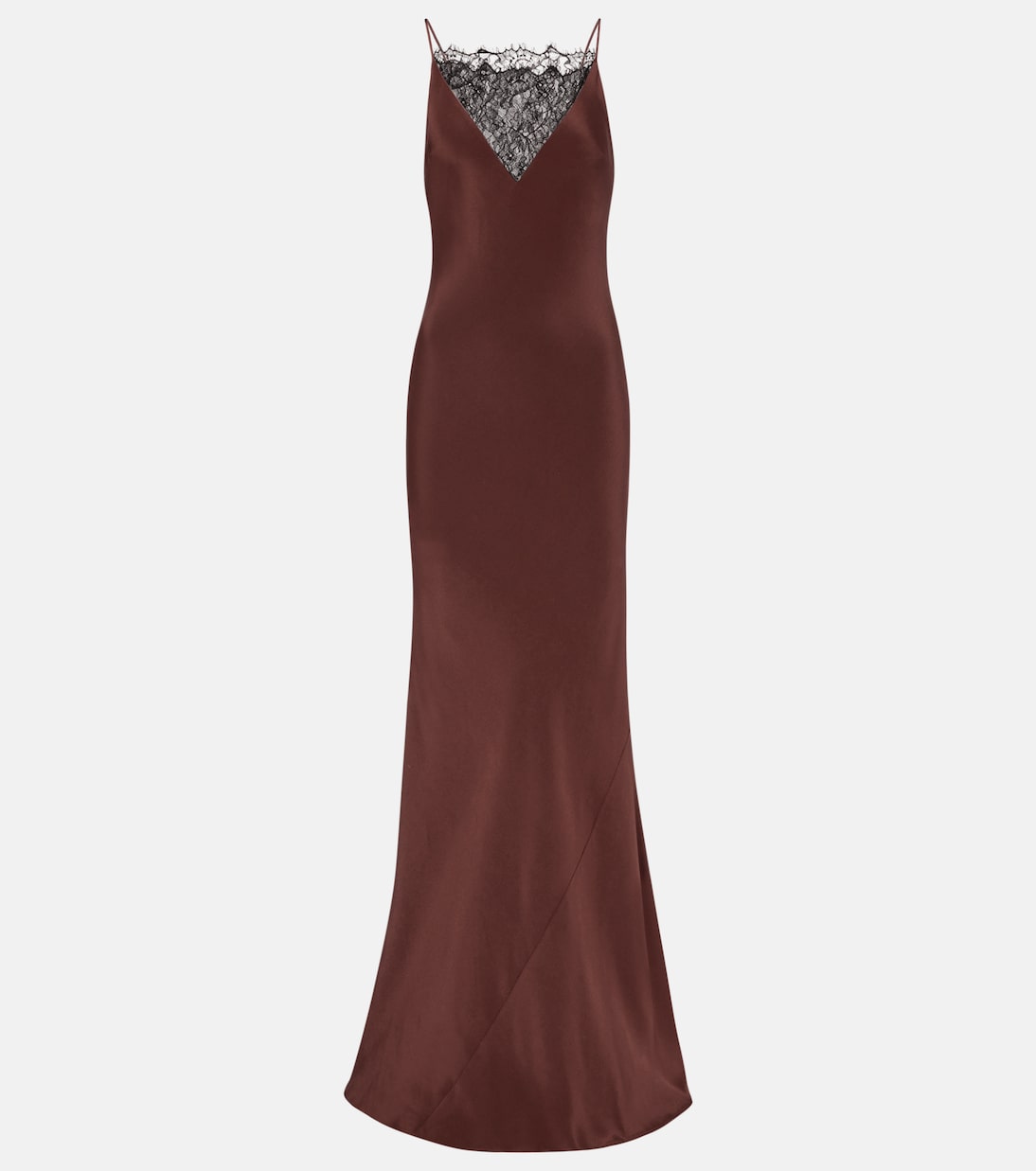 Vestido de fiesta de satén de seda con encaje | Roland Mouret