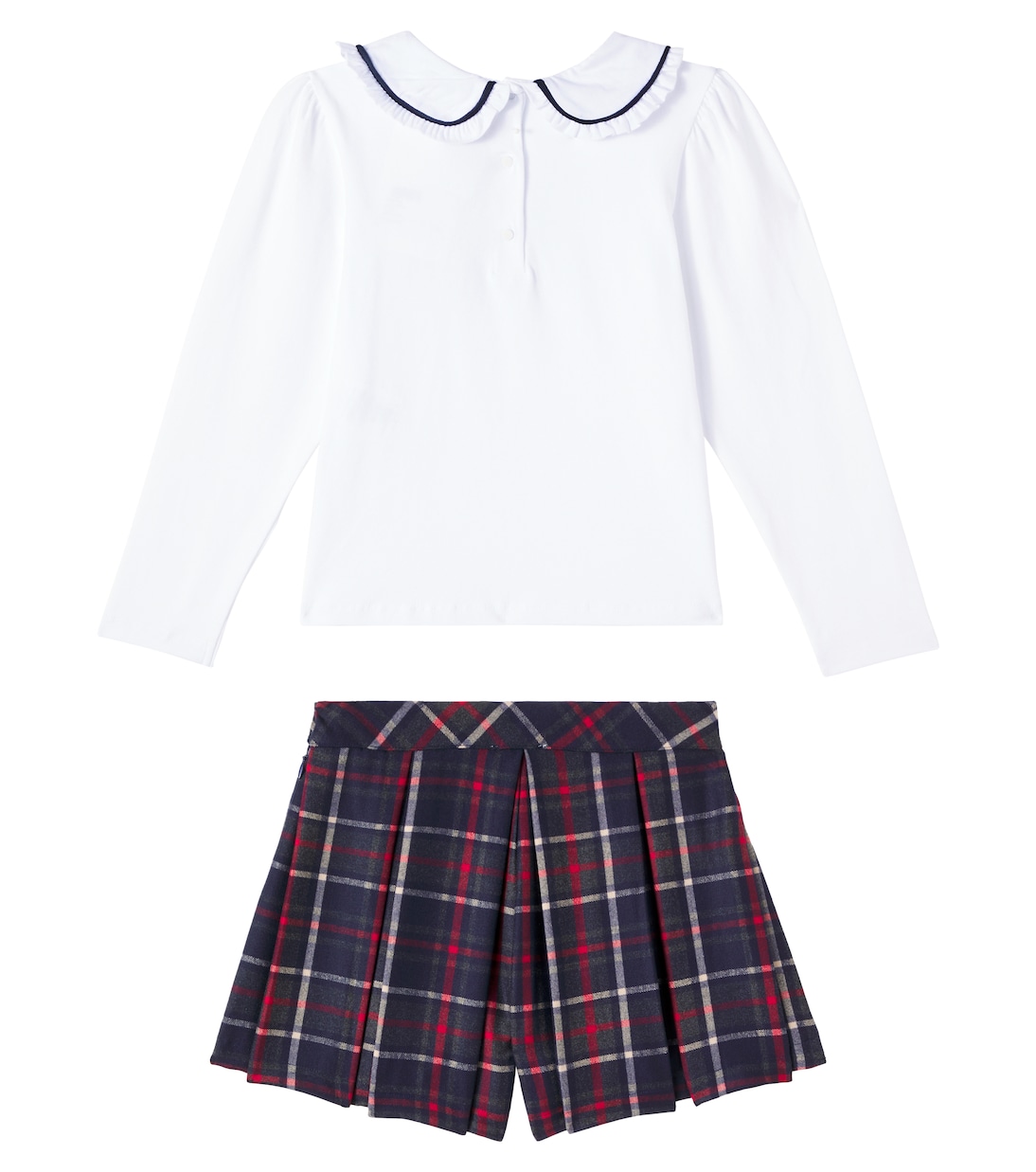 Cotton-blend blouse and plaid shorts set | Patachou