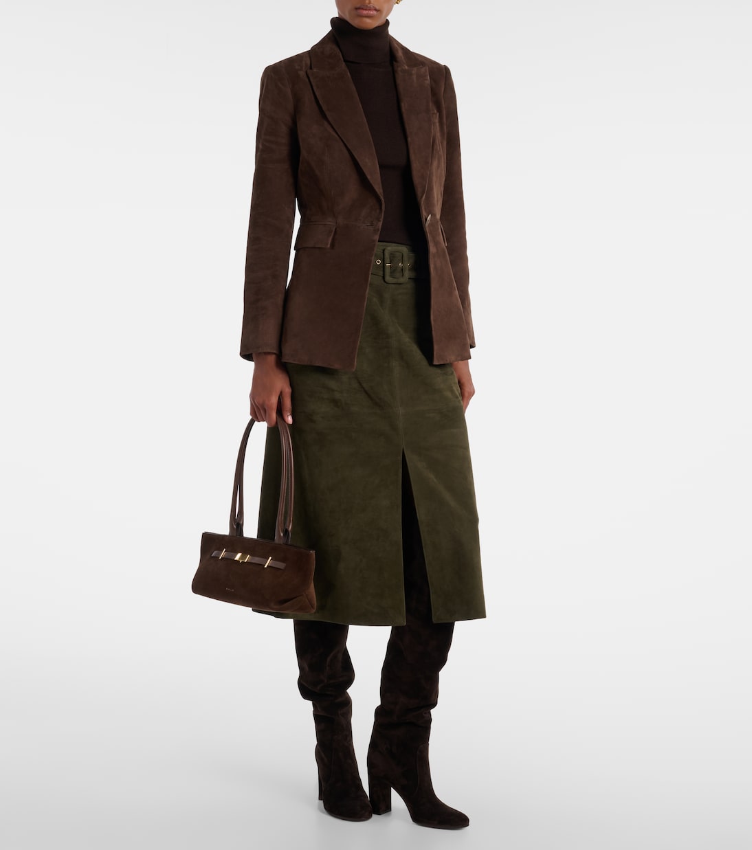 Jupe midi Alexie en daim | Veronica Beard