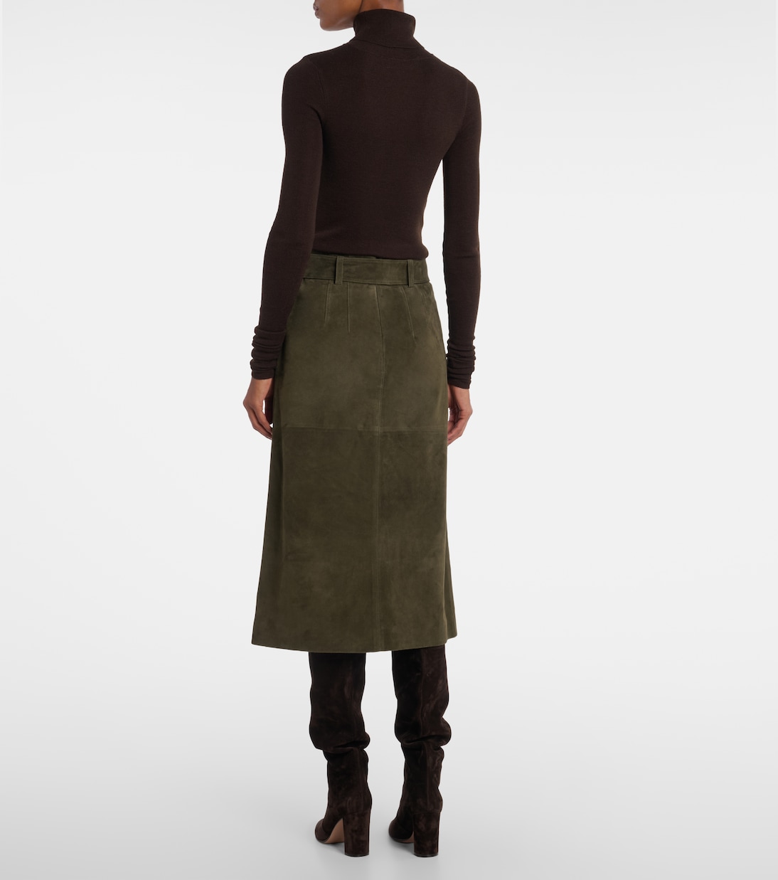 Jupe midi Alexie en daim | Veronica Beard