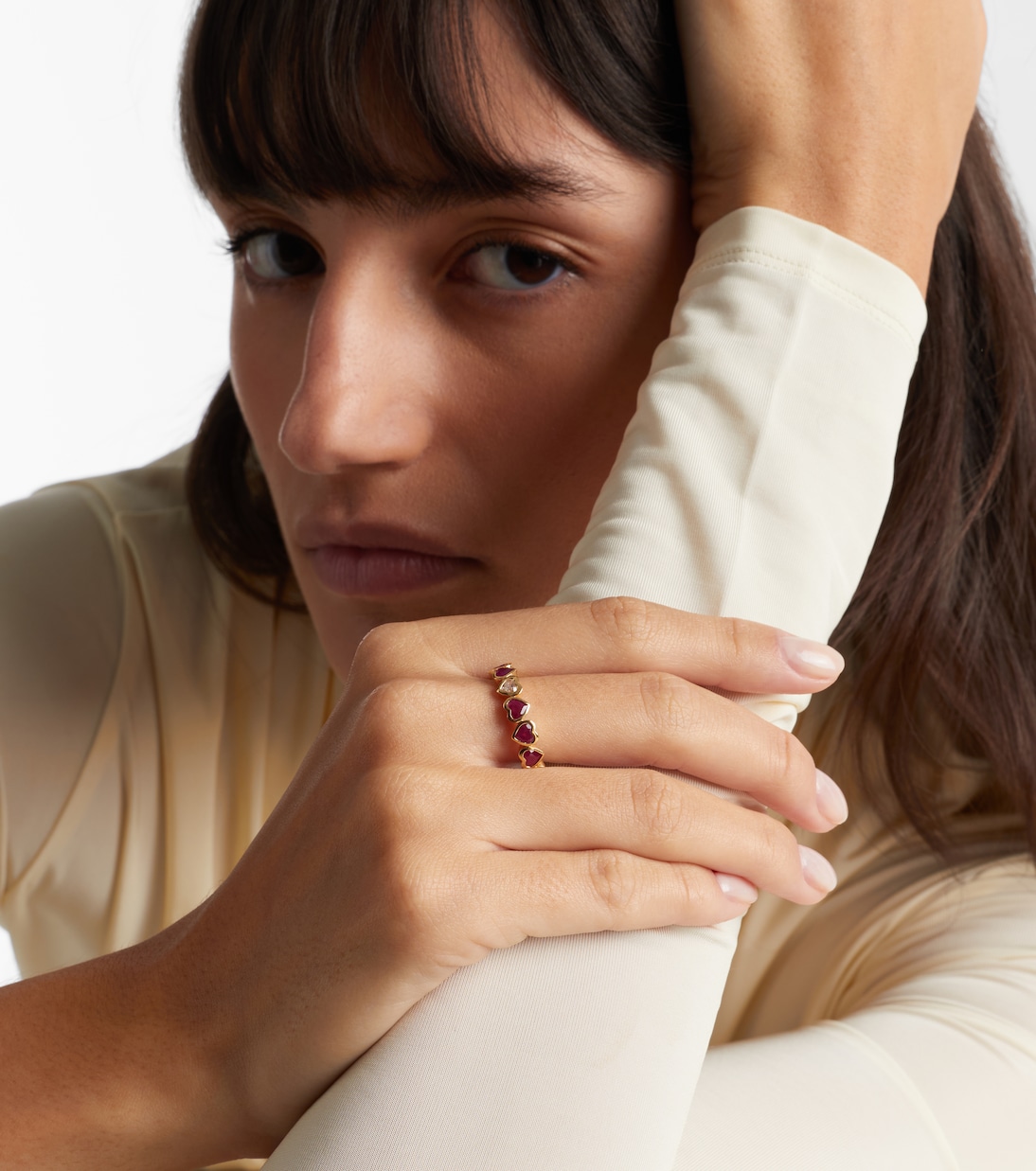 18kt yellow gold ring with rubies and diamonds  | Shay Jewelry